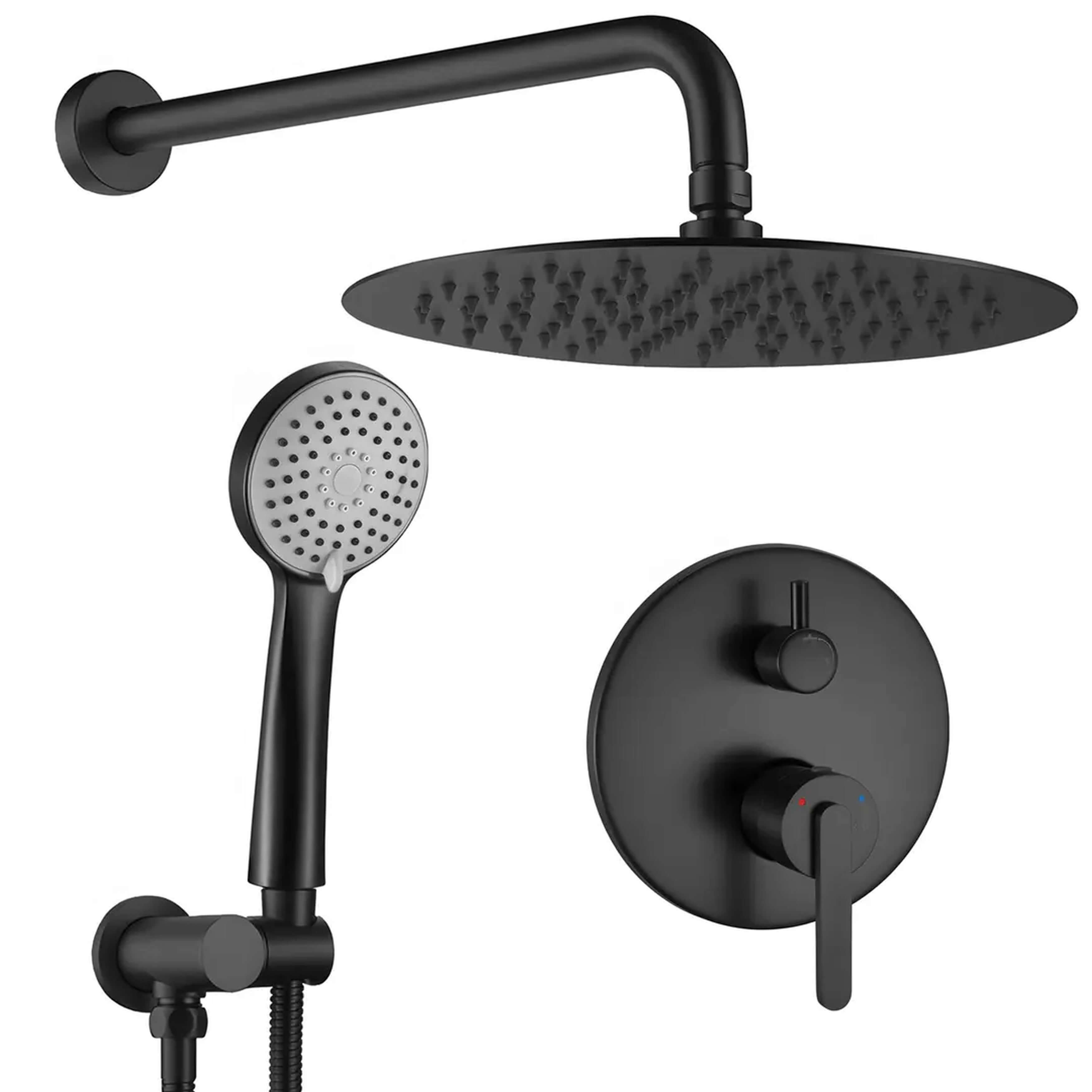 Rea Ontario conjunto de ducha empotrado con rociador con efecto lluvia negro REA-P5501
