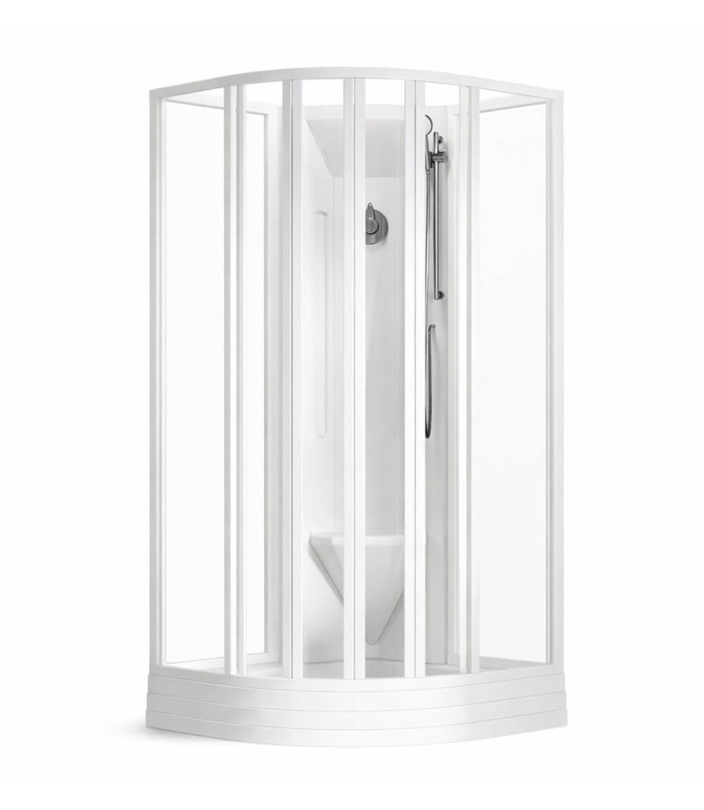 Ravak Supernova cabina con plato de ducha 80x80 cm semicircular blanco brillo/vidrio transparente 80644112Z1
