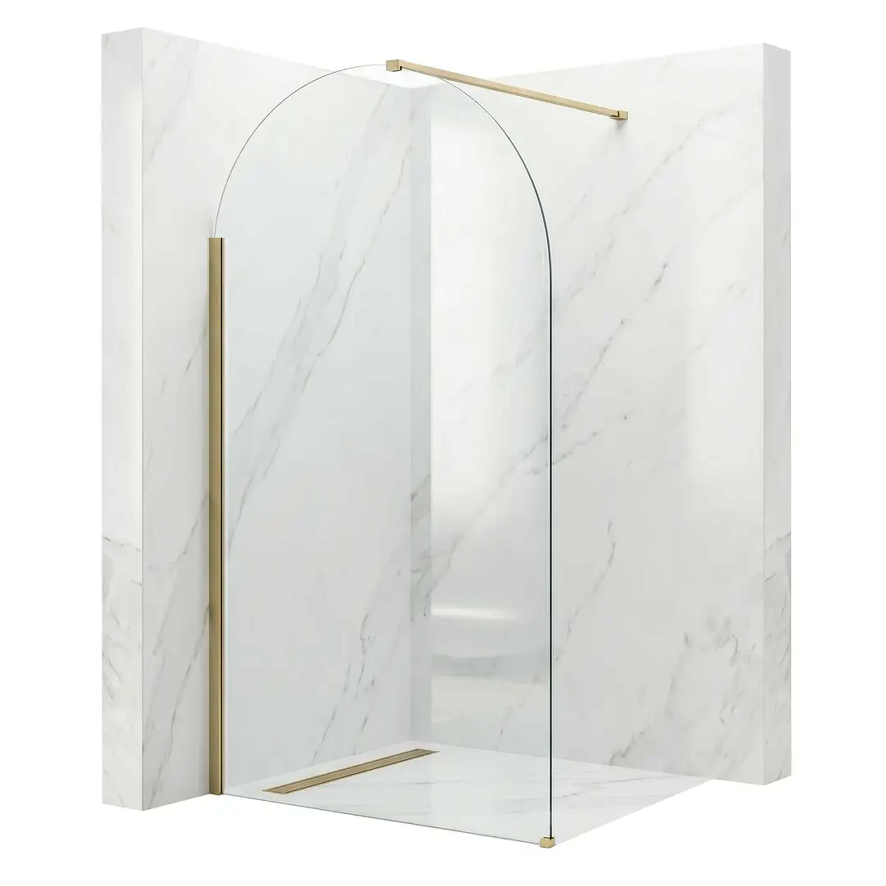 Rea Heaven mampara de ducha walk-in 110 cm oro cepillado/vidrio transparente REA-K6683