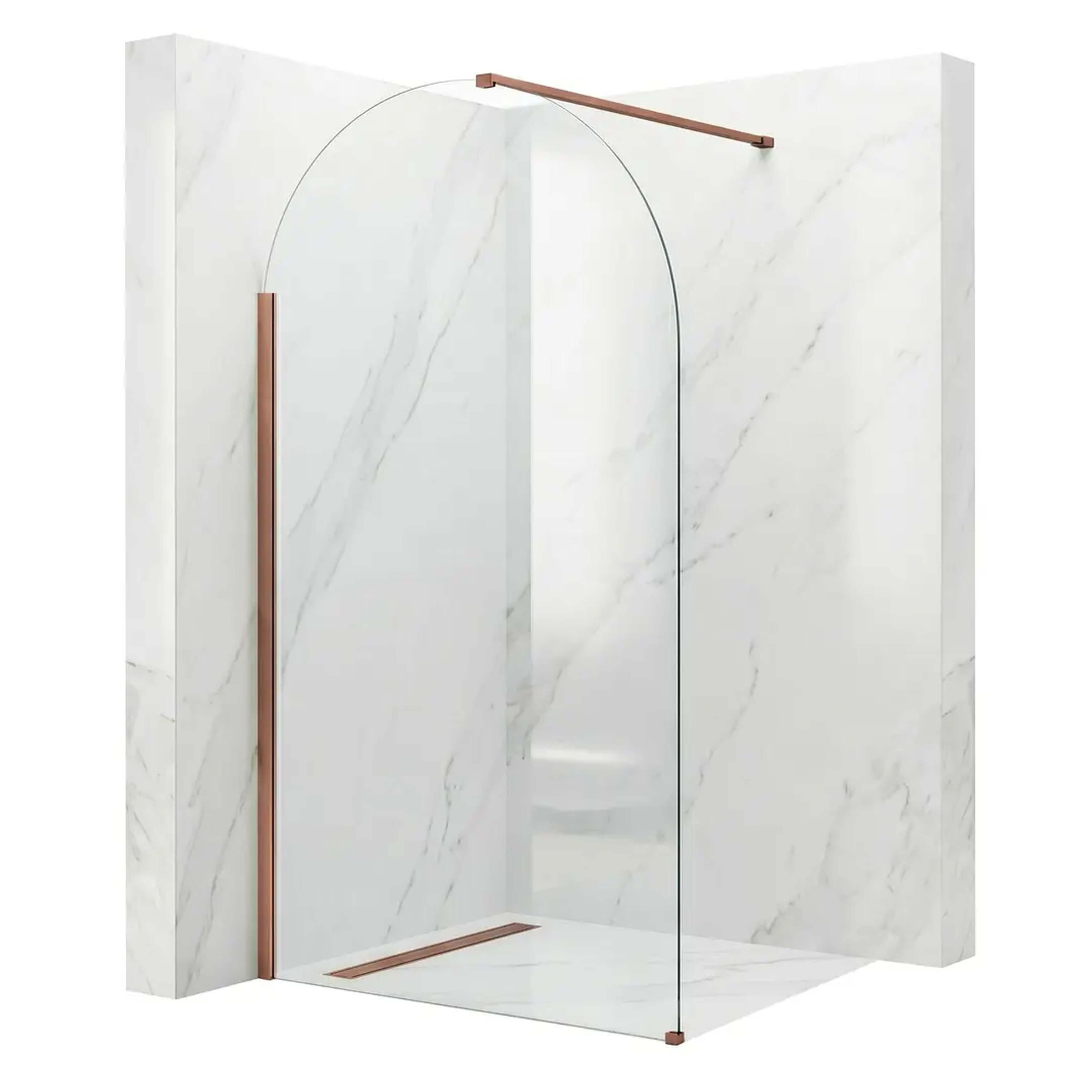 Rea Heaven mampara de ducha walk-in 110 cm cobre cepillado/vidrio transparente REA-K6688