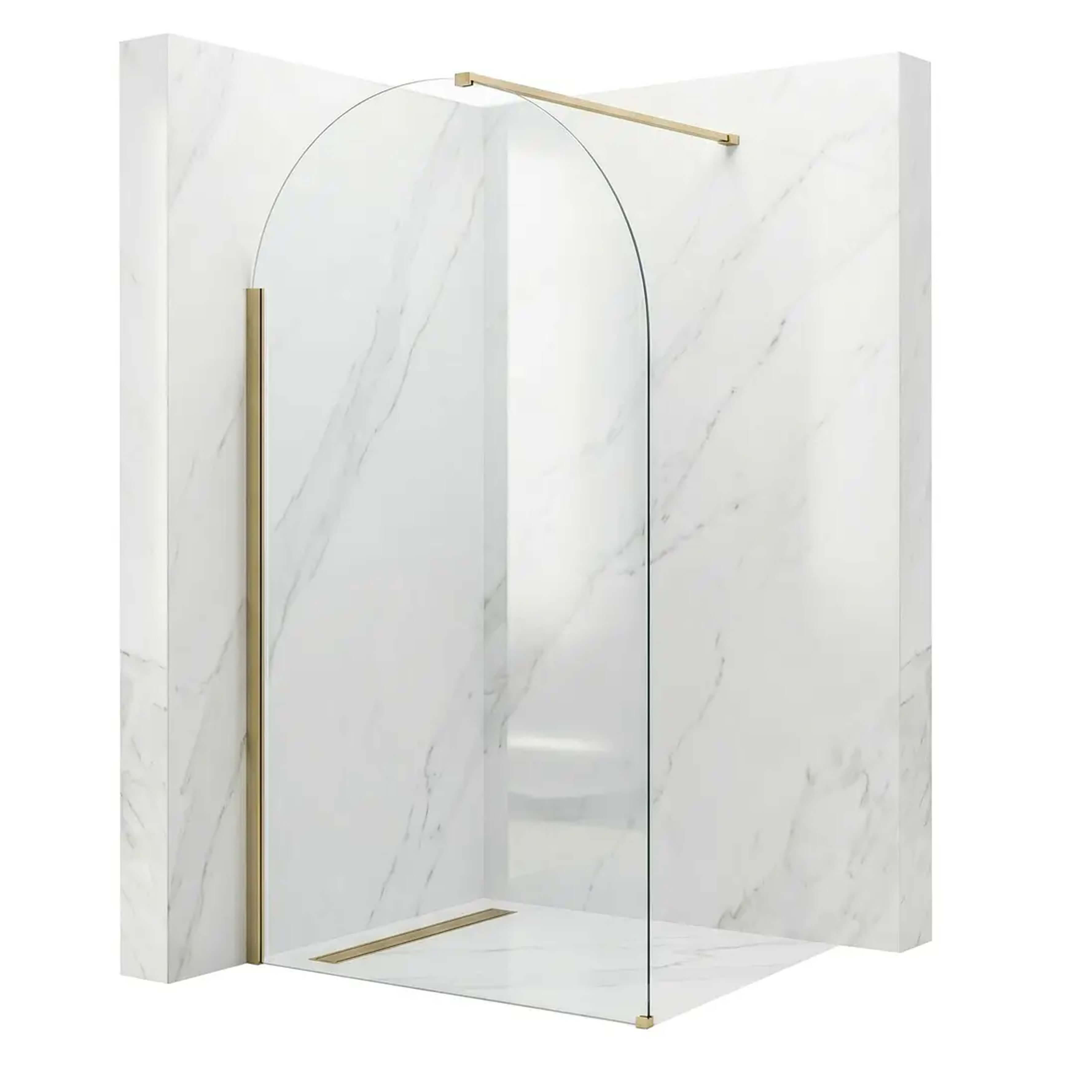 Rea Heaven mampara de ducha walk-in 100 cm oro cepillado/vidrio transparente REA-K6684