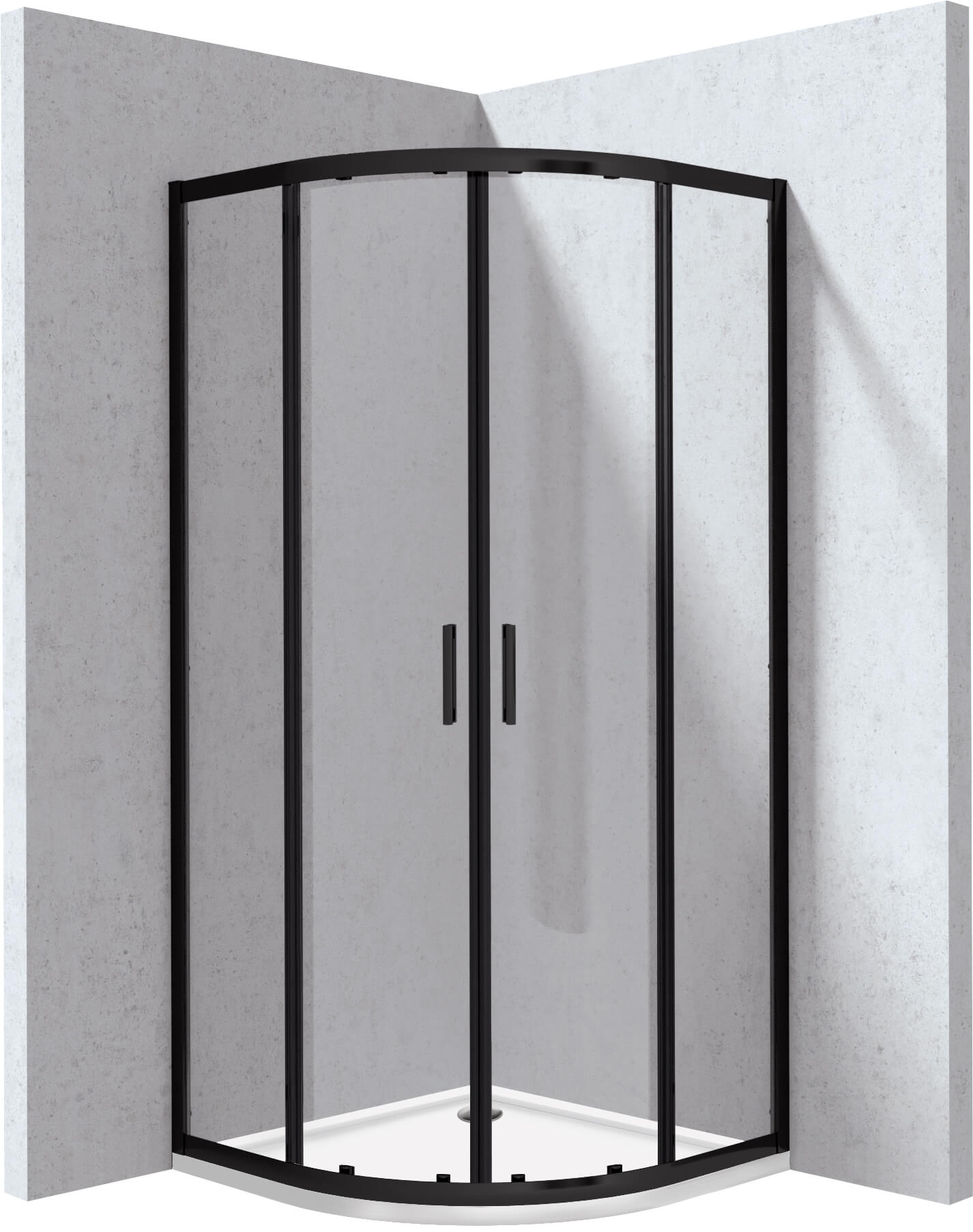 Deante Funkia Evo cabina con plato de ducha 80x80 cm semicircular negro mate/vidrio transparente KYPPN088P