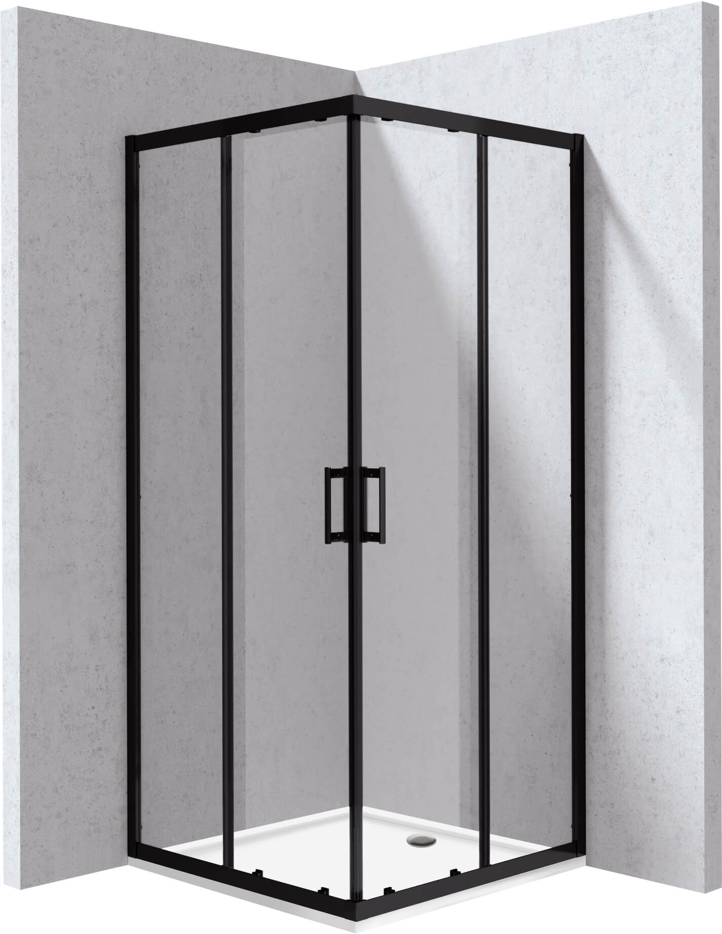 Deante Funkia Evo cabina con plato de ducha 90x90 cm cuadrada negro mate/vidrio transparente KYCPN099P