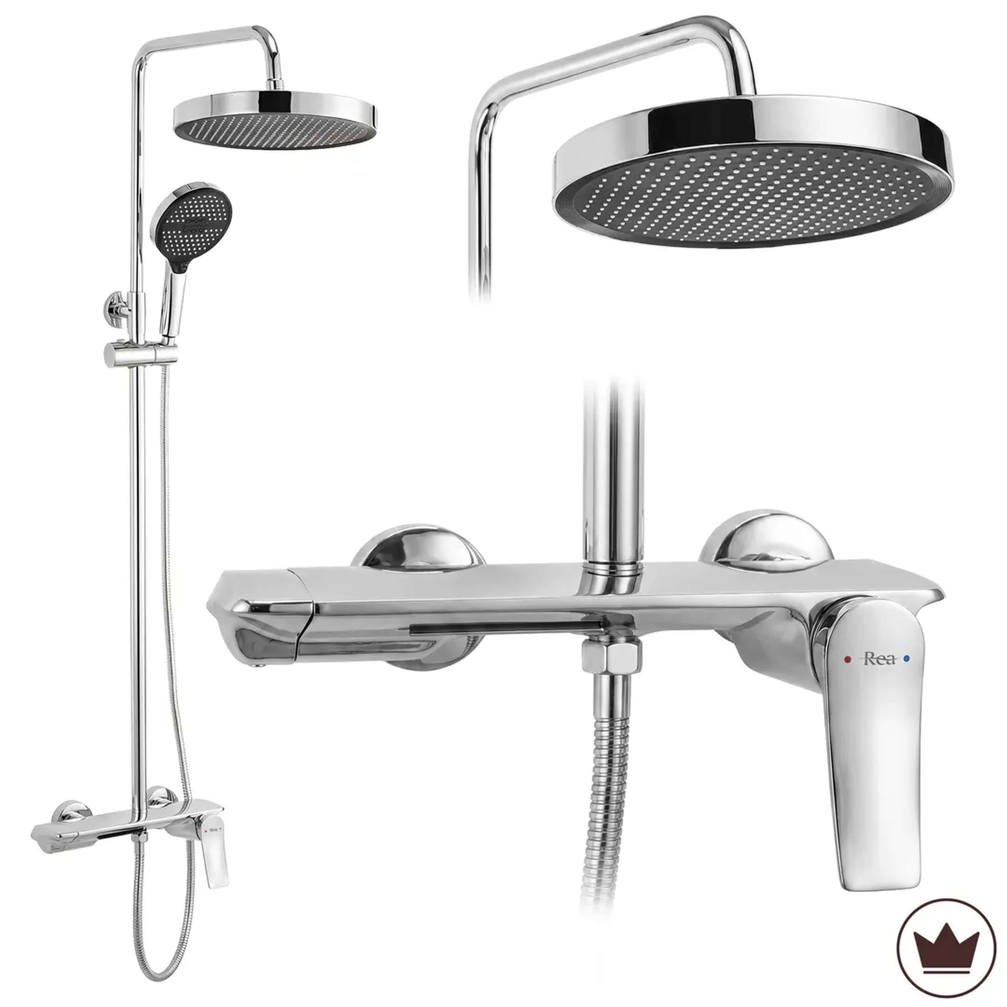 Rea Vision conjunto de ducha a pared con rociador con efecto lluvia cromo REA-P6738
