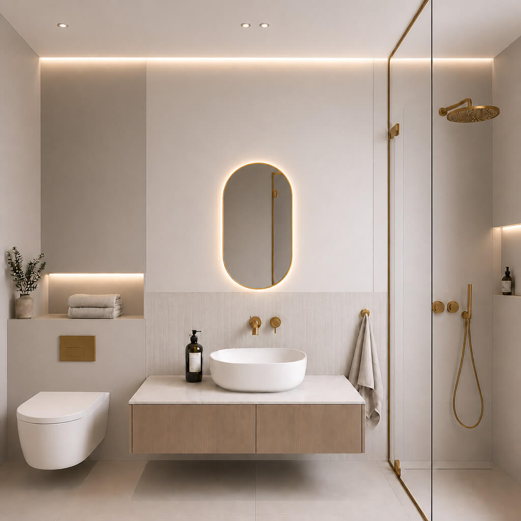 Baltica Design Aluma espejo 50x100 cm oval con iluminación oro 5904107934457