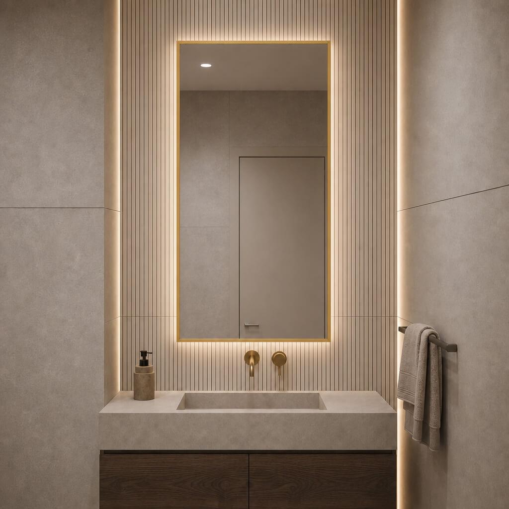 Baltica Design Aluma espejo 50x70 cm rectangular con iluminación oro 5904107934204