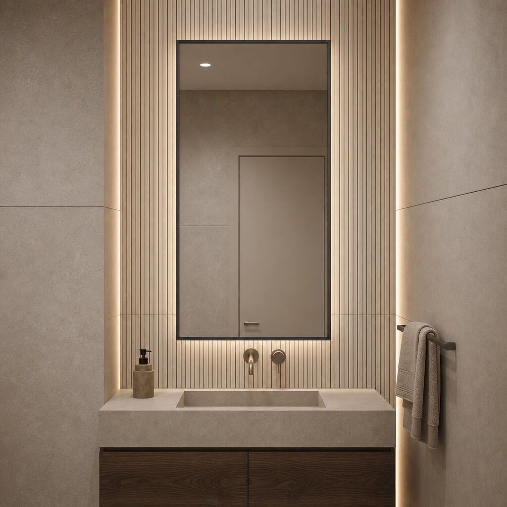 Baltica Design Aluma espejo 50x70 cm rectangular con iluminación negro 5904107934174