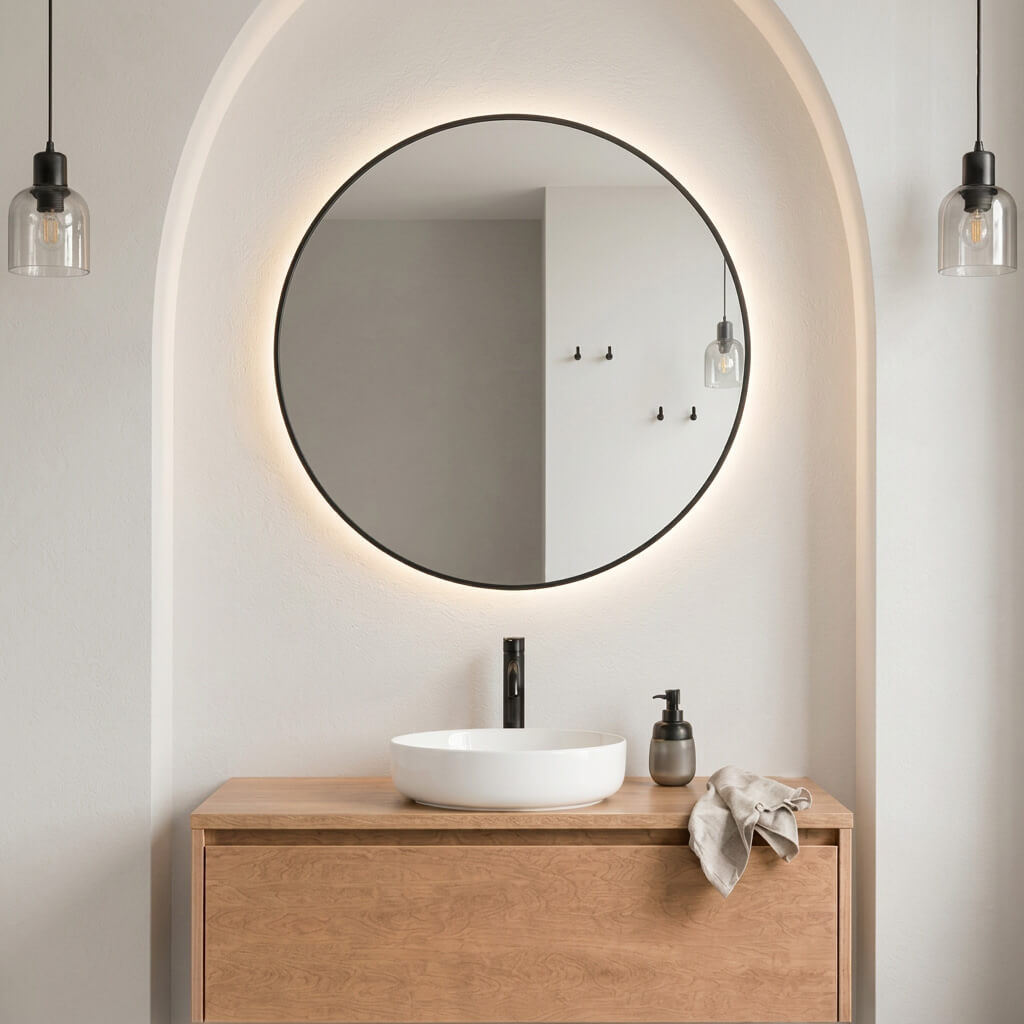 Baltica Design Aluma espejo 60x60 cm circular con iluminación negro 5904107933825