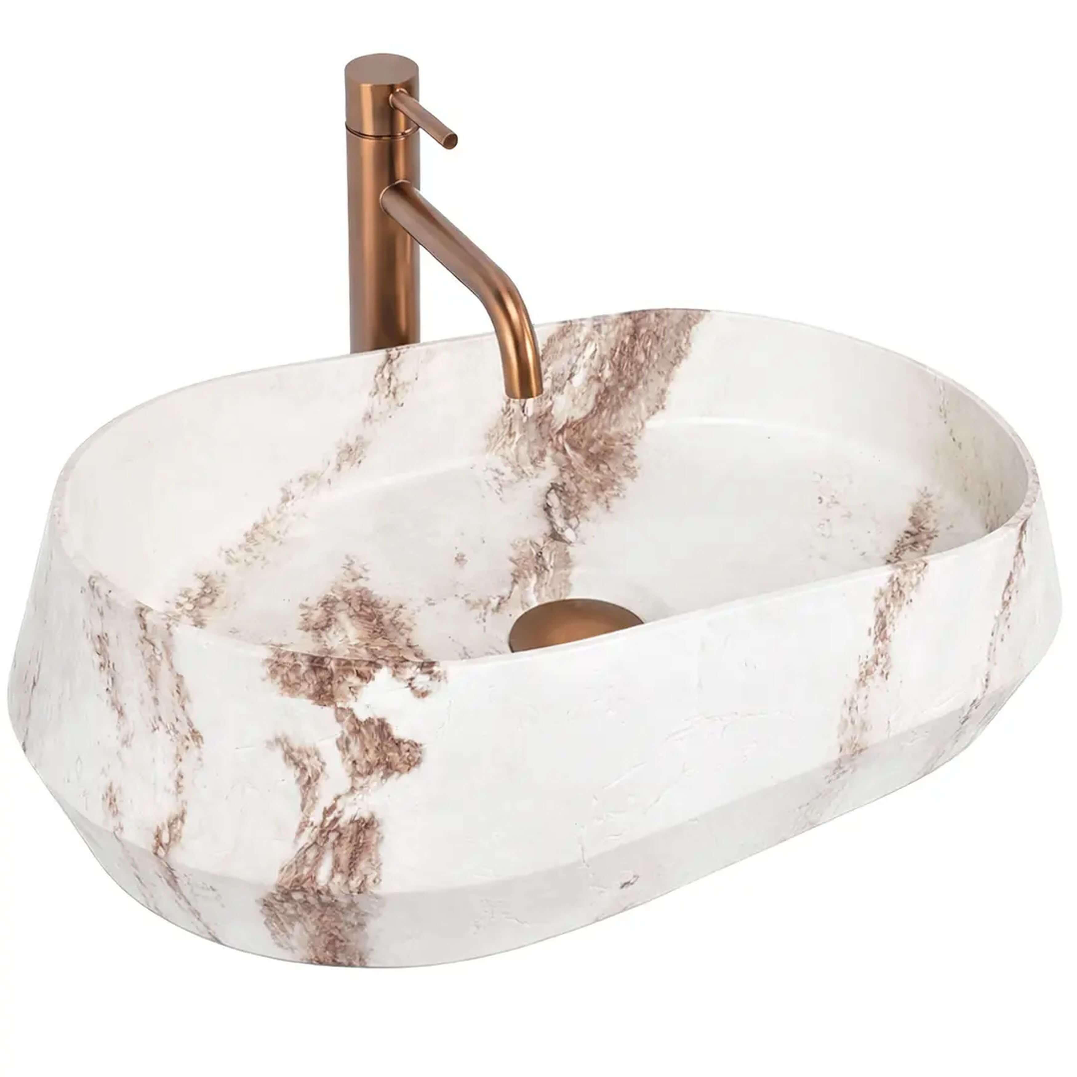 Rea Dune lavabo 59x38 cm sobre encimera gris/piedra-marrón/beige mate REA-U3540