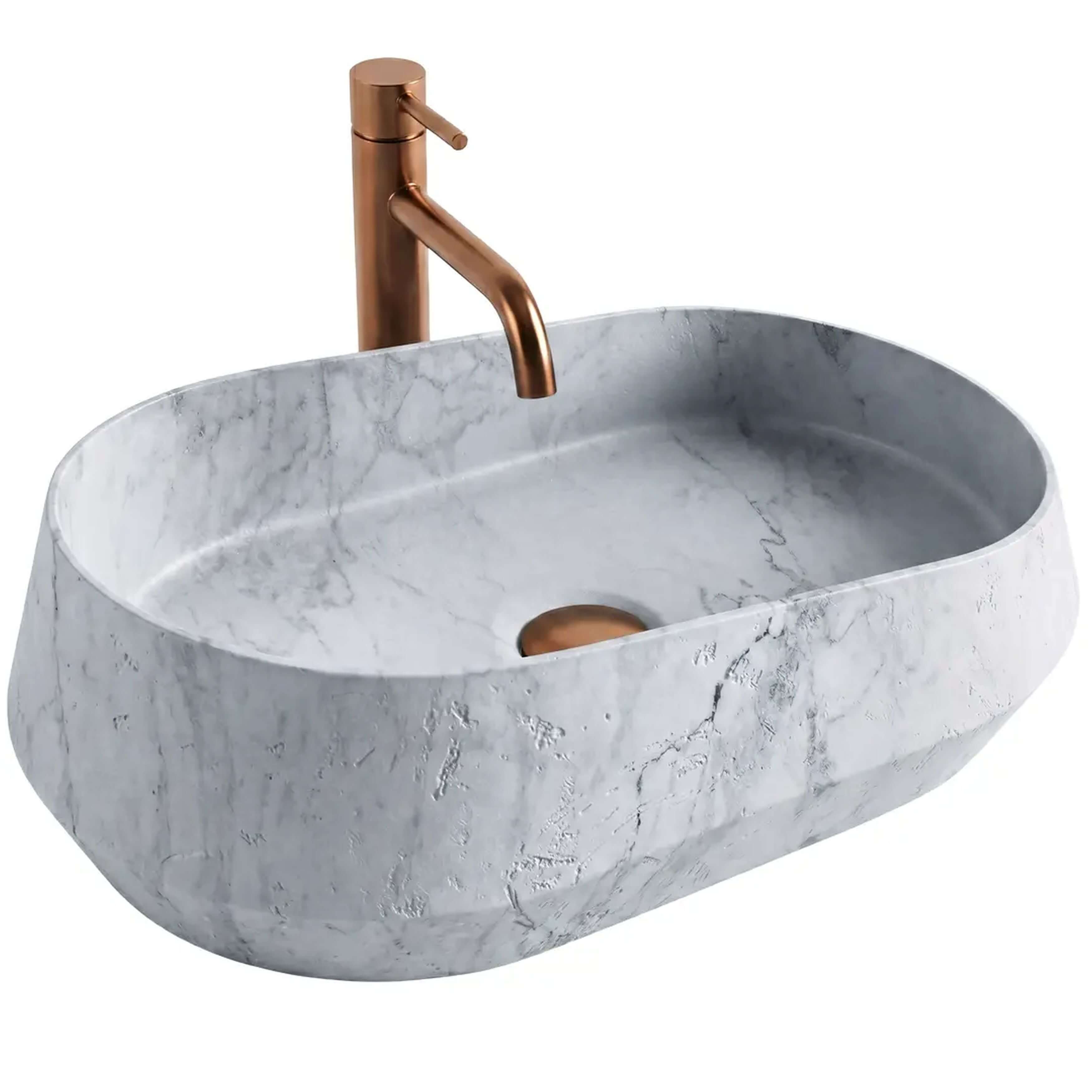 Rea Dune lavabo 59x38 cm sobre encimera gris/piedra mate REA-U3541