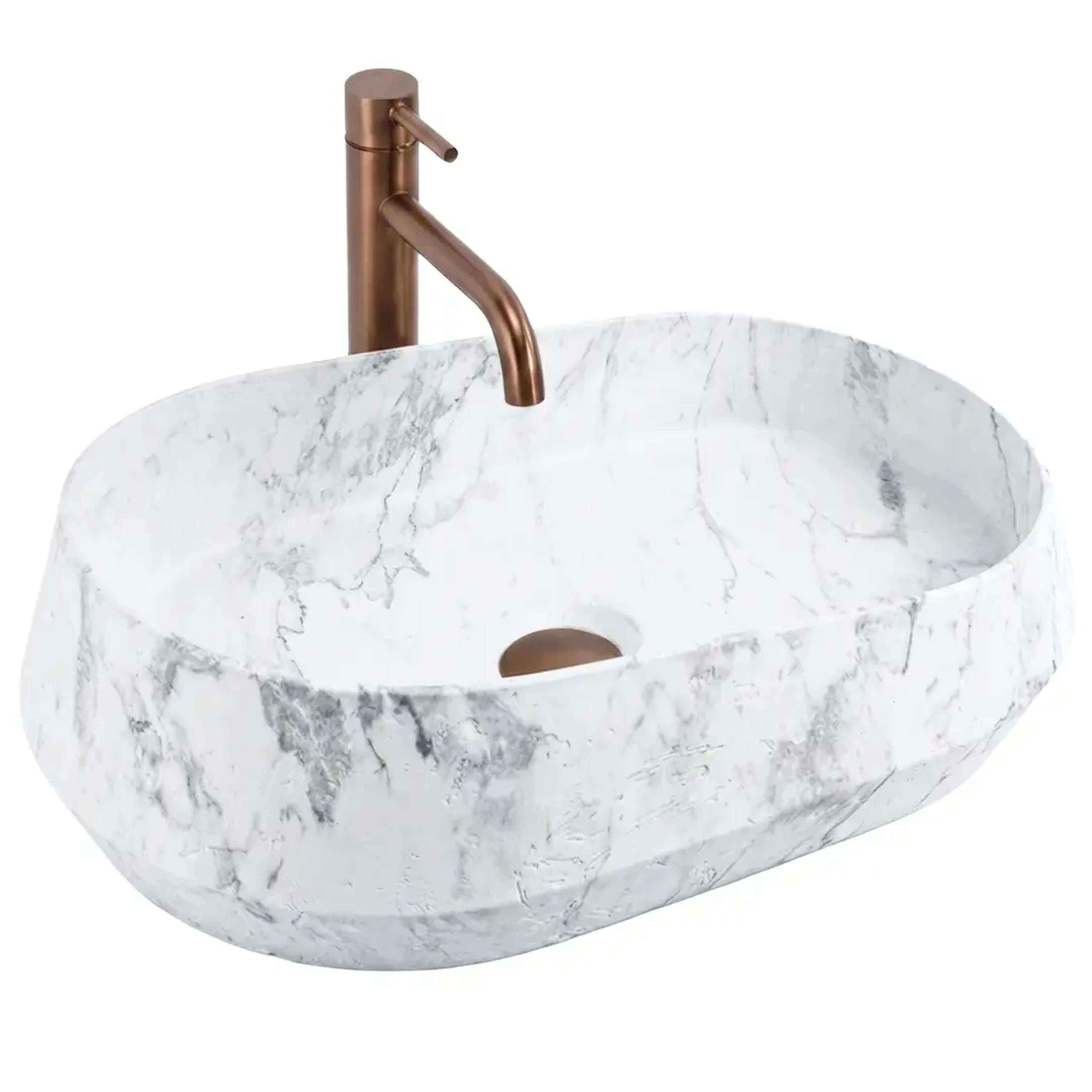 Rea Dune lavabo 59x38 cm sobre encimera gris/piedra mate REA-U3538