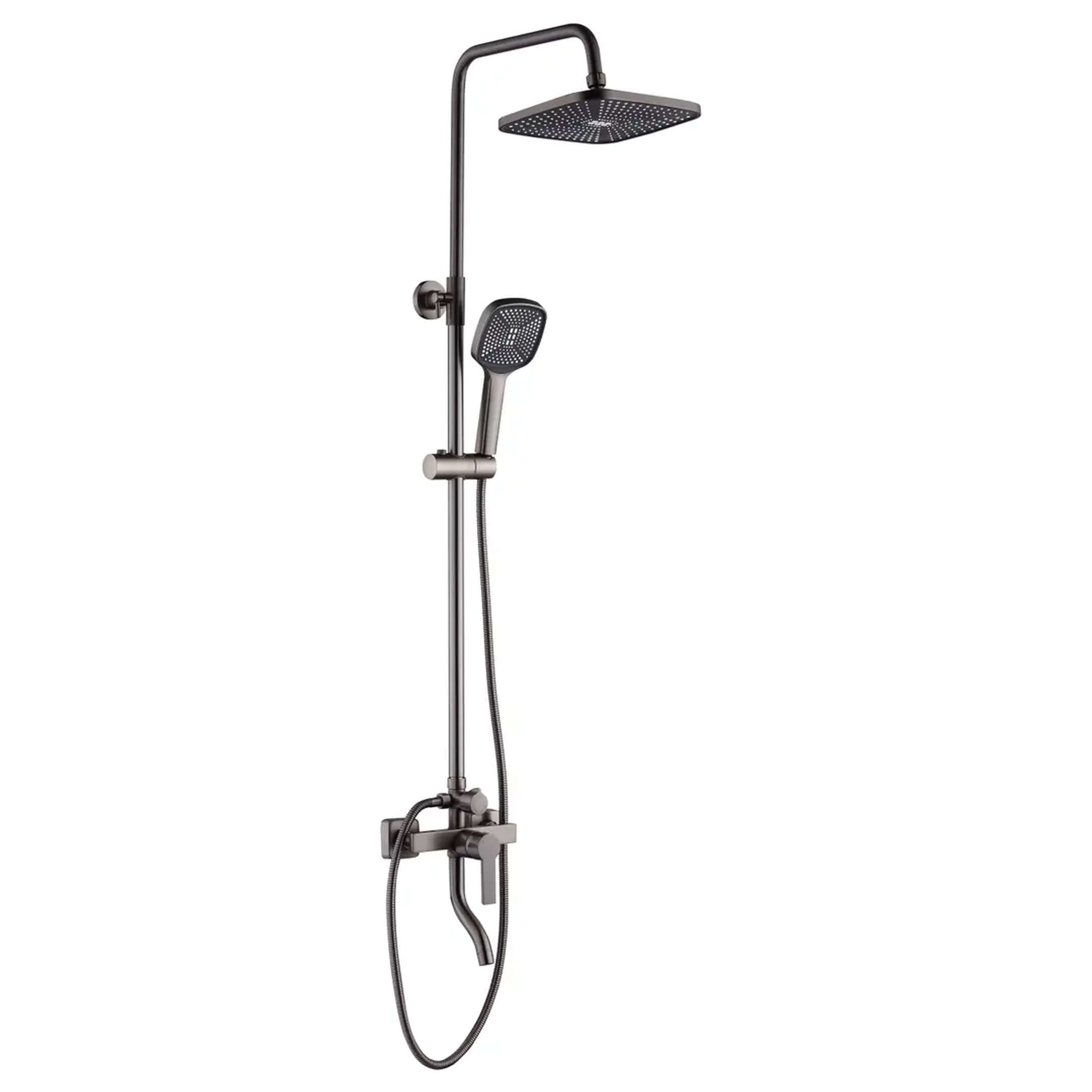 Rea Argus conjunto de ducha a pared con rociador con efecto lluvia grafito REA-P6535