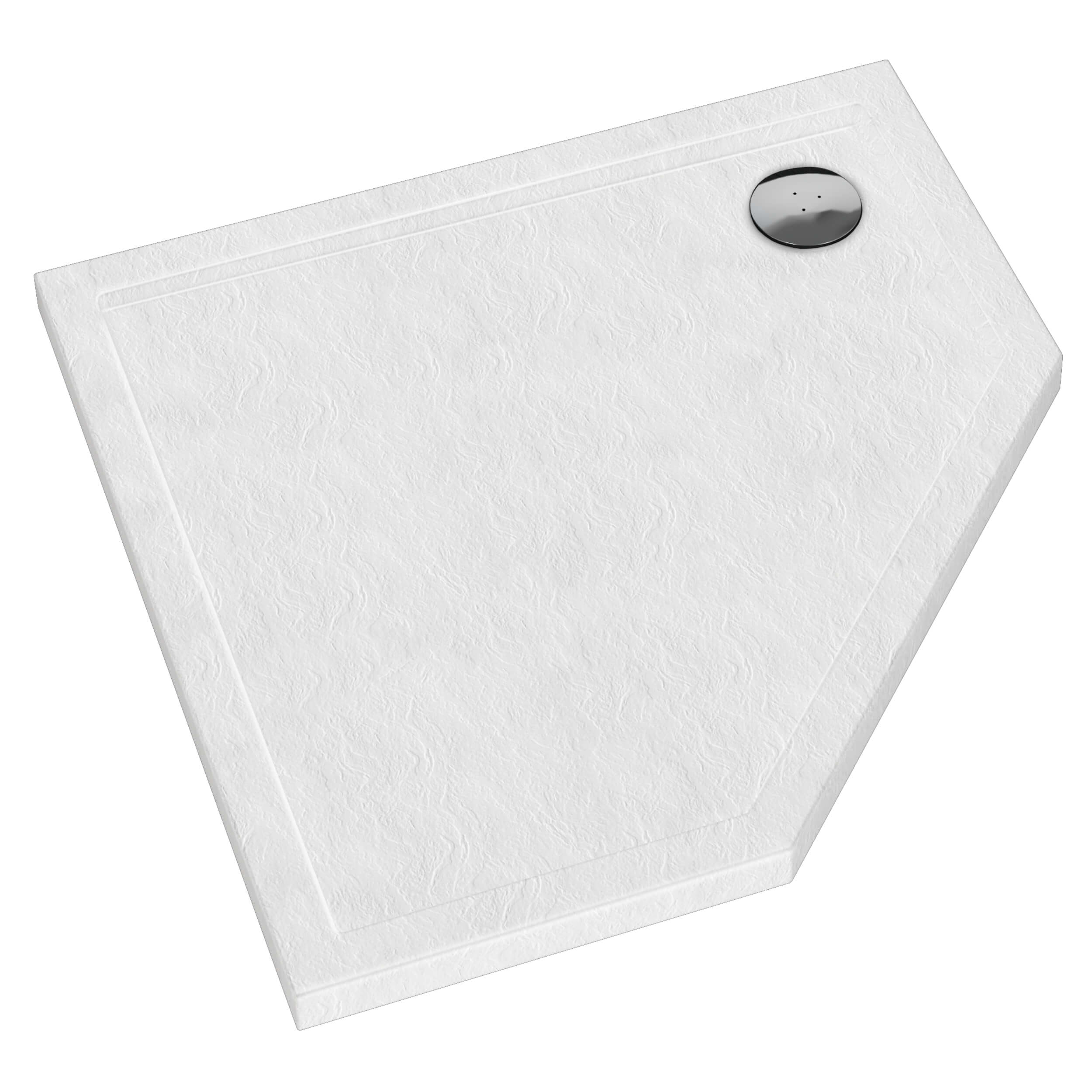 Schedpol Caspar New White Stone plato de ducha pentagonal 90x90 cm blanco 3.2398/B/ST