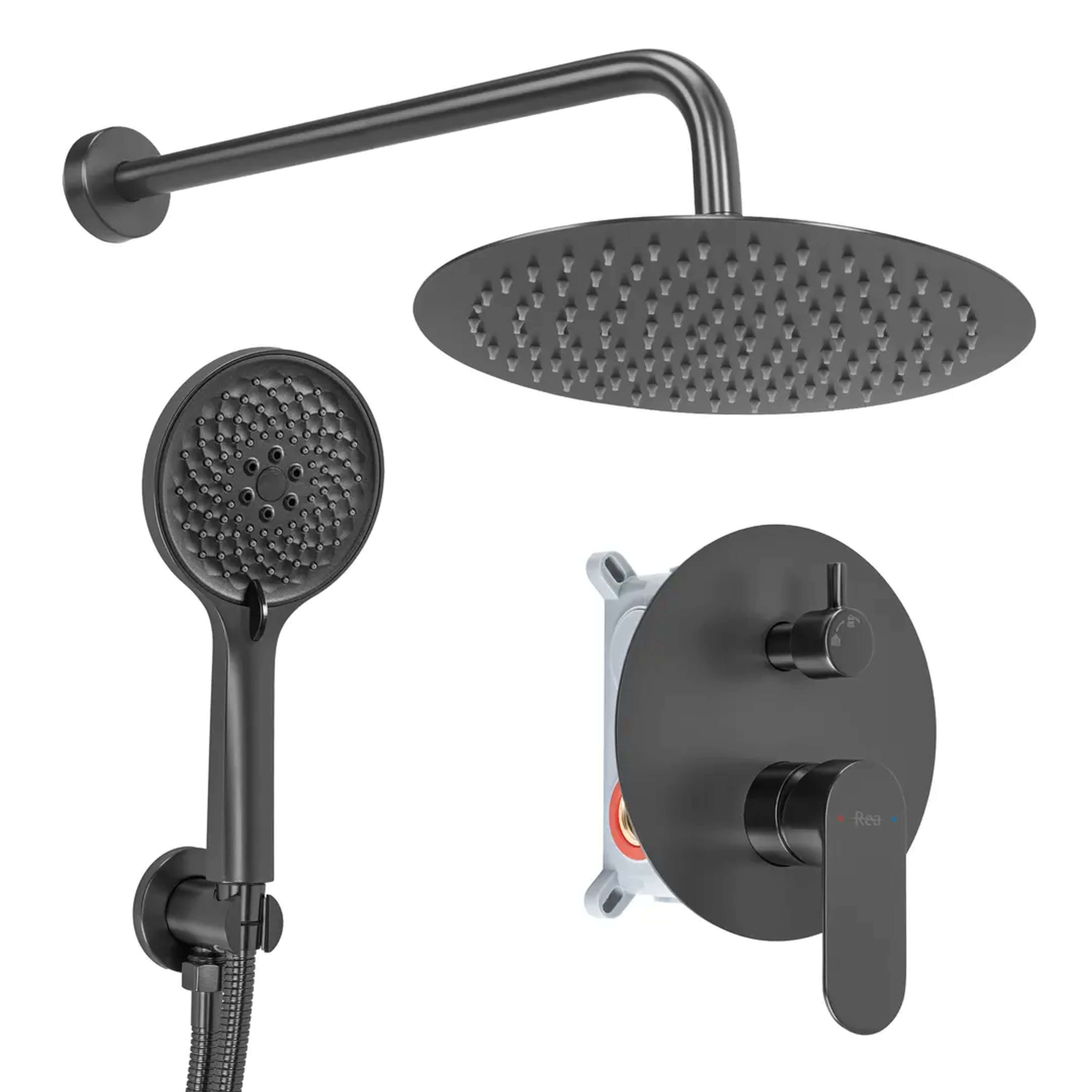 Rea Drop conjunto de ducha empotrado con rociador con efecto lluvia grafito REA-P9661