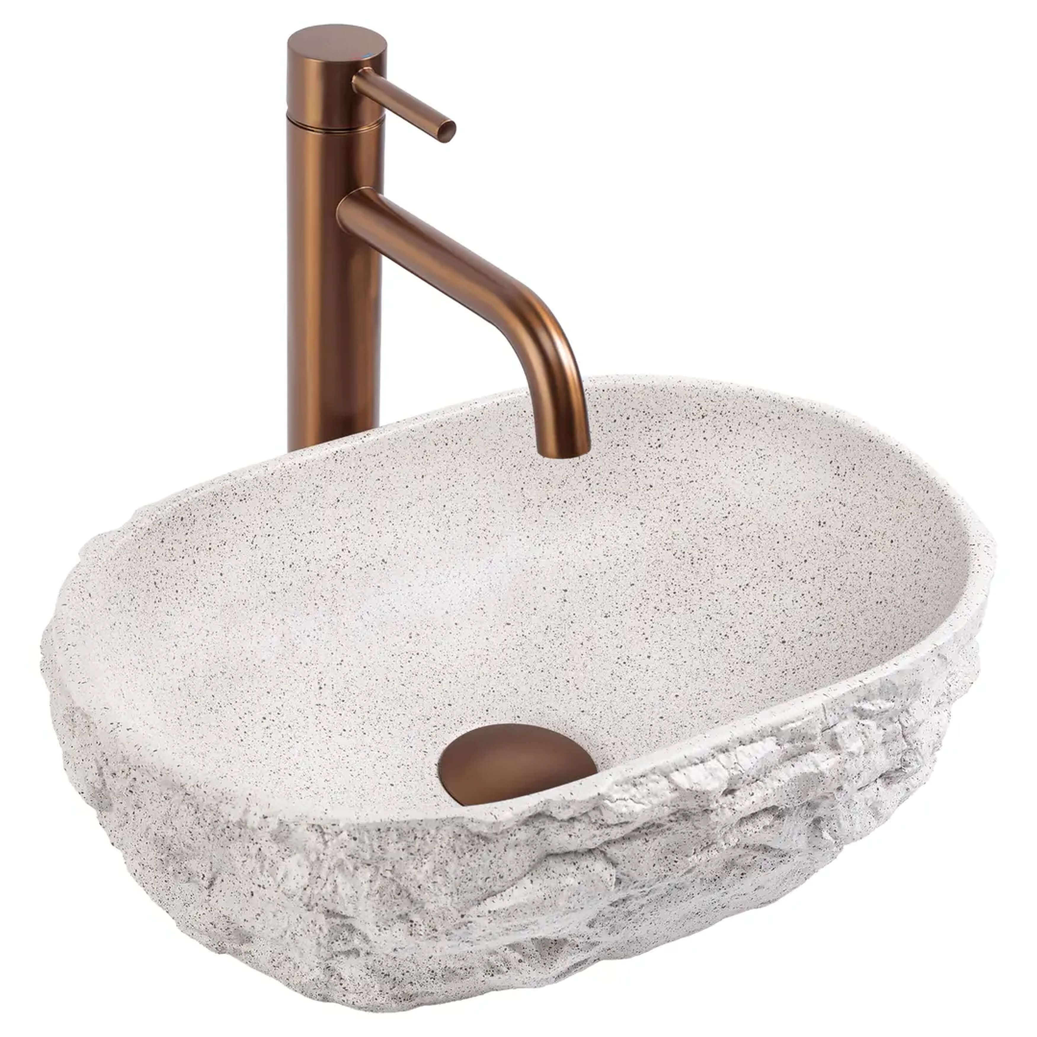 Rea Evora lavabo 37.5x25.5 cm oval sobre encimera gris/piedra-marrón/beige mate REA-U3225