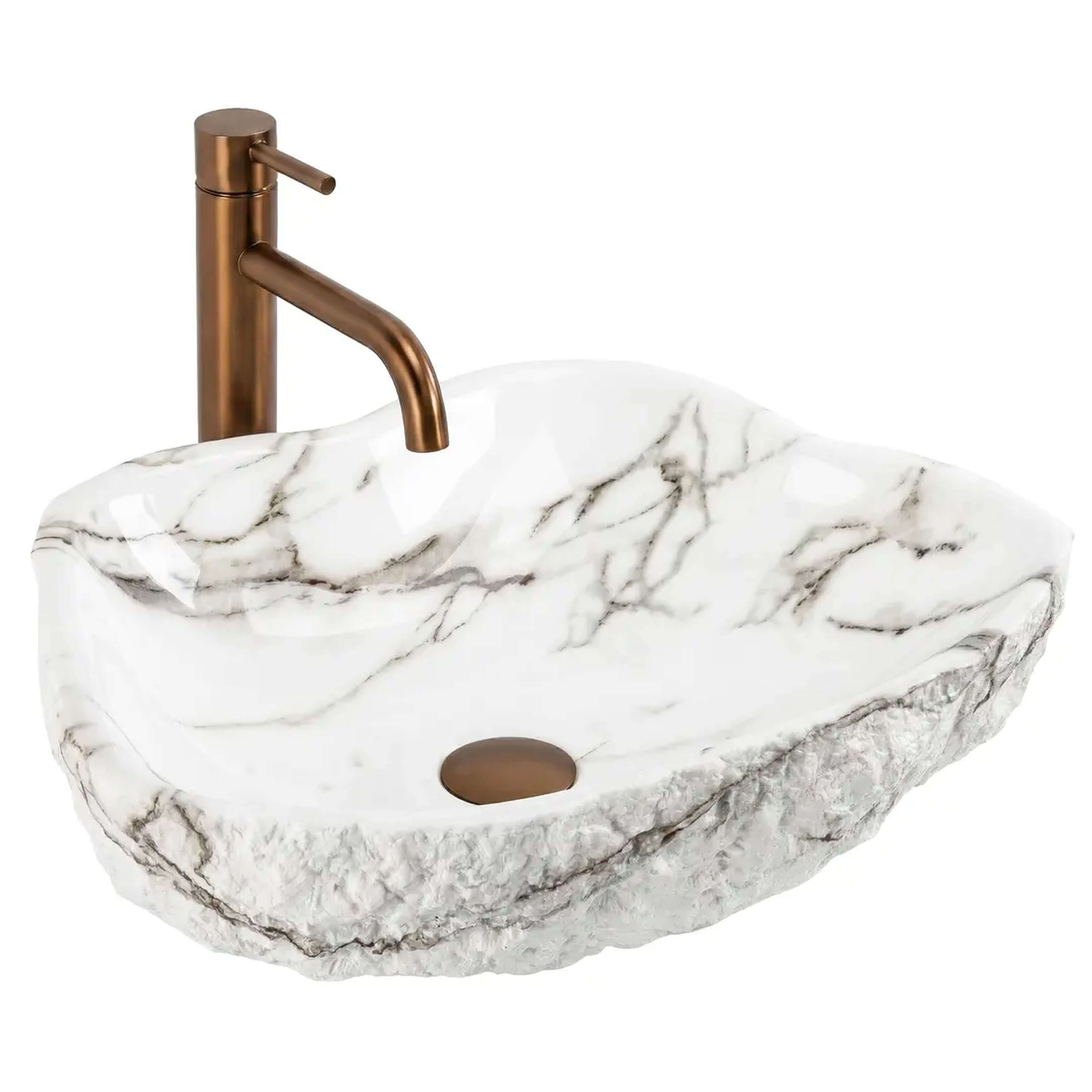 Rea Isla lavabo 49x37 cm sobre encimera blanco-gris/piedra mate REA-U3222