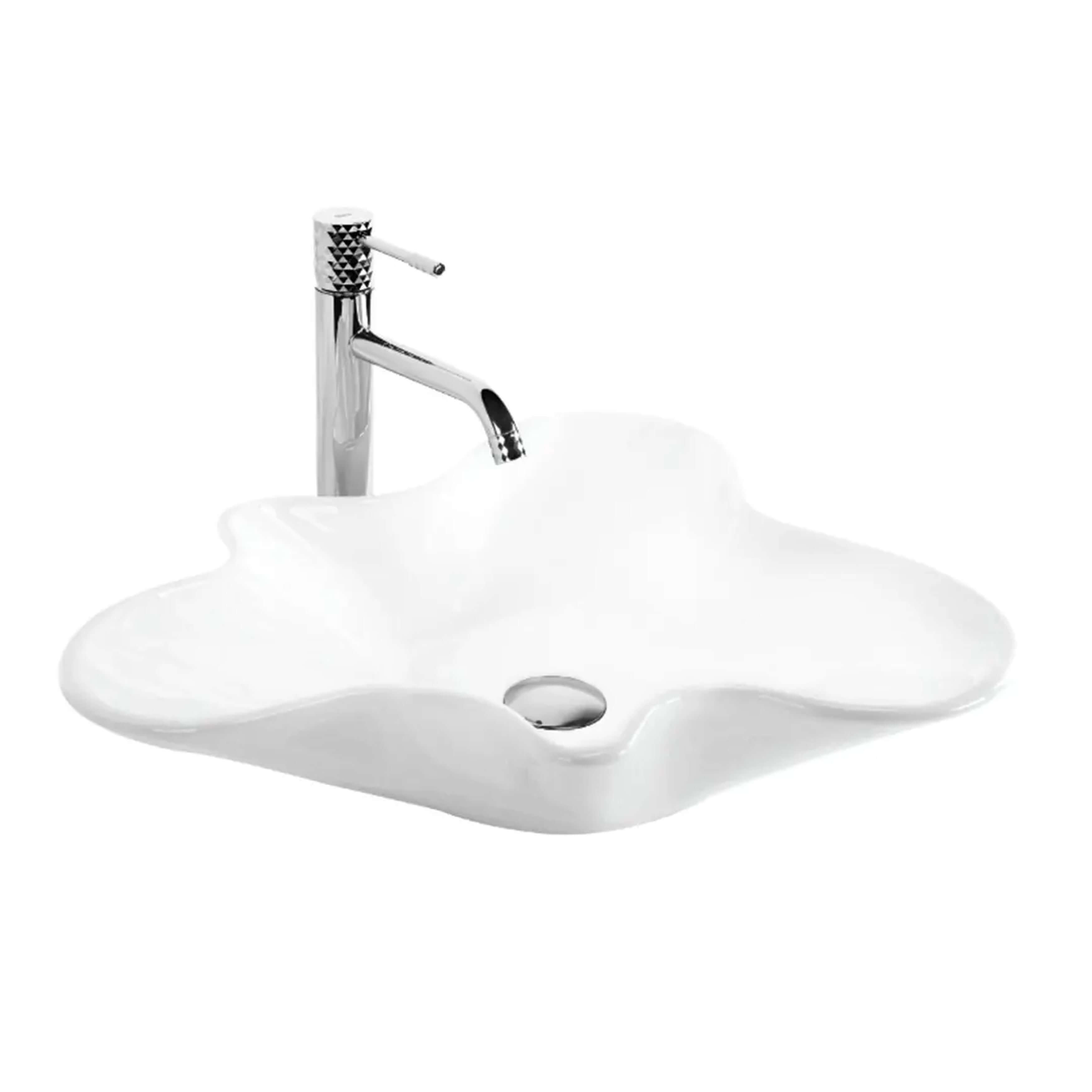 Rea Izolda lavabo 52.5x45.5 cm sobre encimera blanco brillante REA-U6365