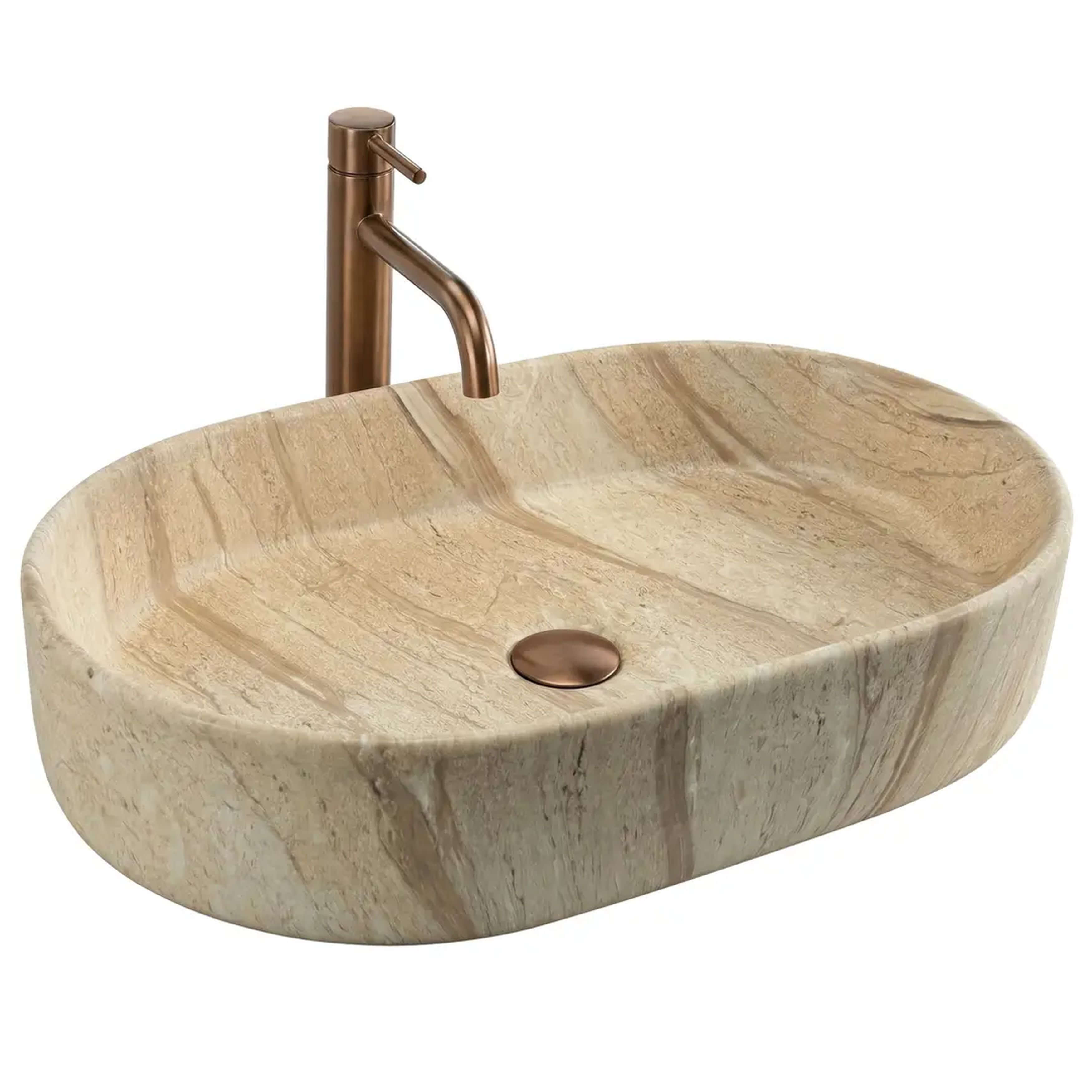 Rea Nadia lavabo 61x38.5 cm oval sobre encimera marrón/beige mate REA-U3526
