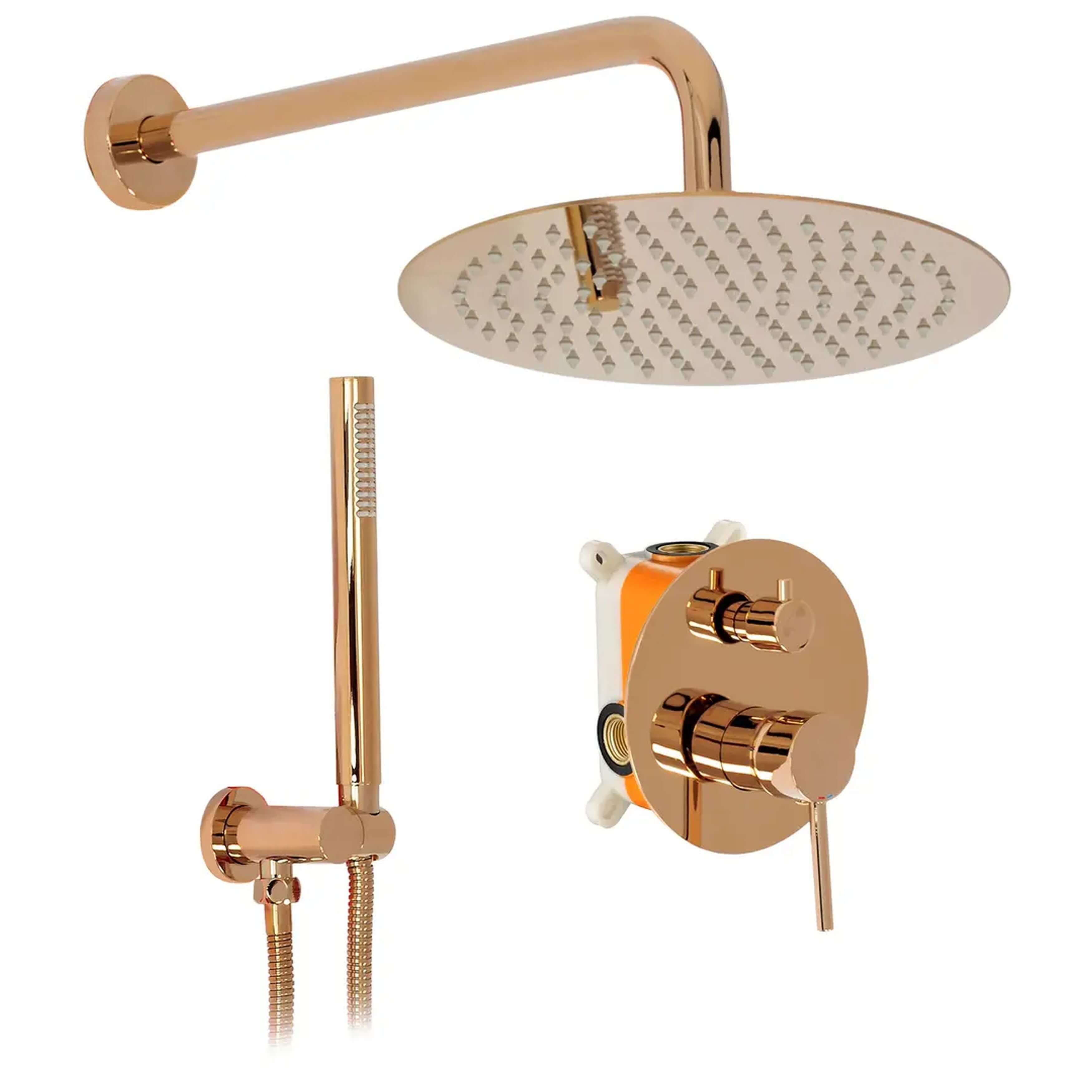 Rea Lungo conjunto de ducha empotrado con rociador con efecto lluvia cobre REA-P7999