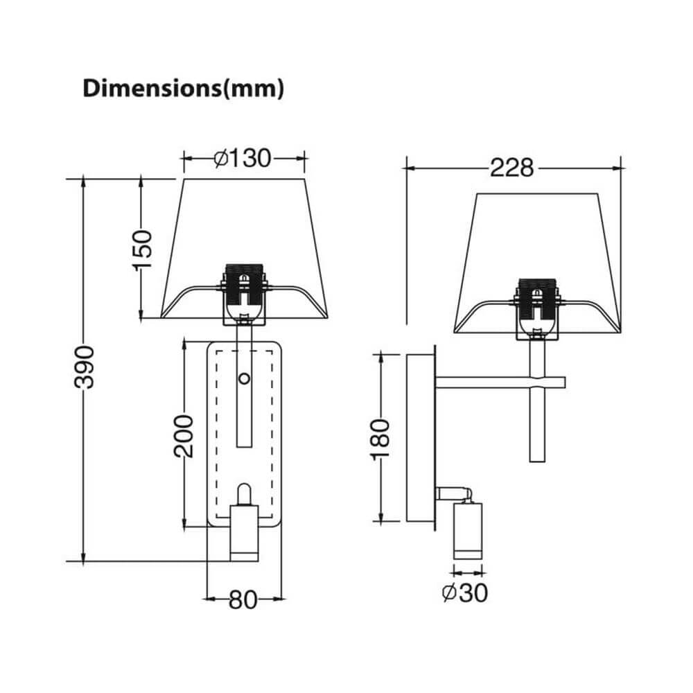 Zuma Line Luna lámpara de pared 2x2.5 W plata W4106-2SN+WH