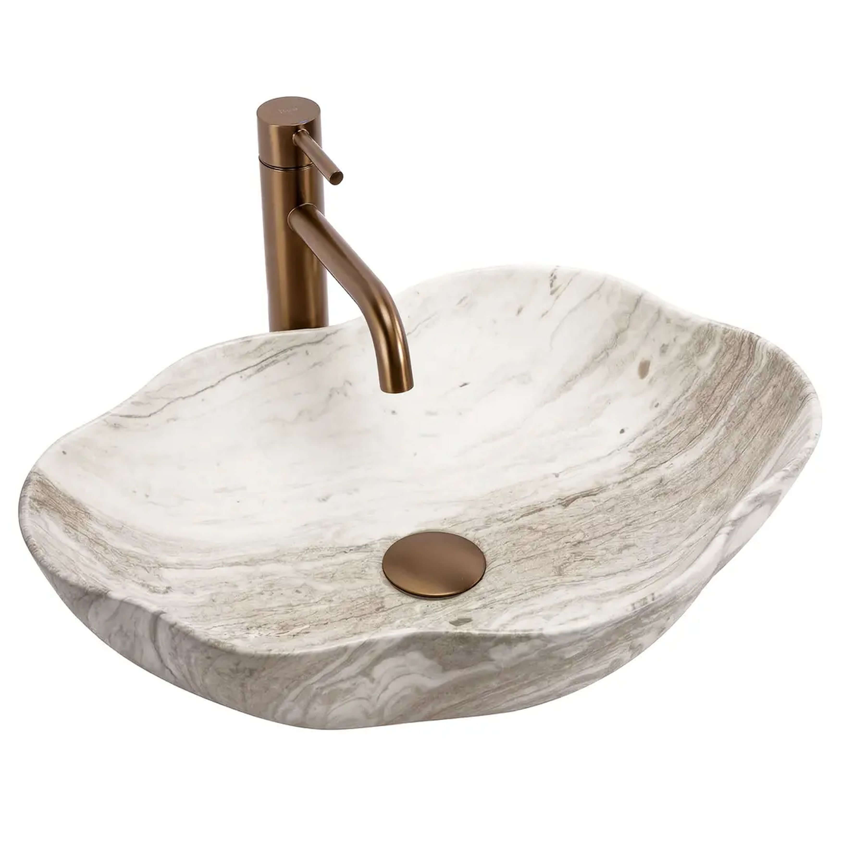 Rea Pearl lavabo 50.5x38 cm sobre encimera marrón/beige mate REA-U0618