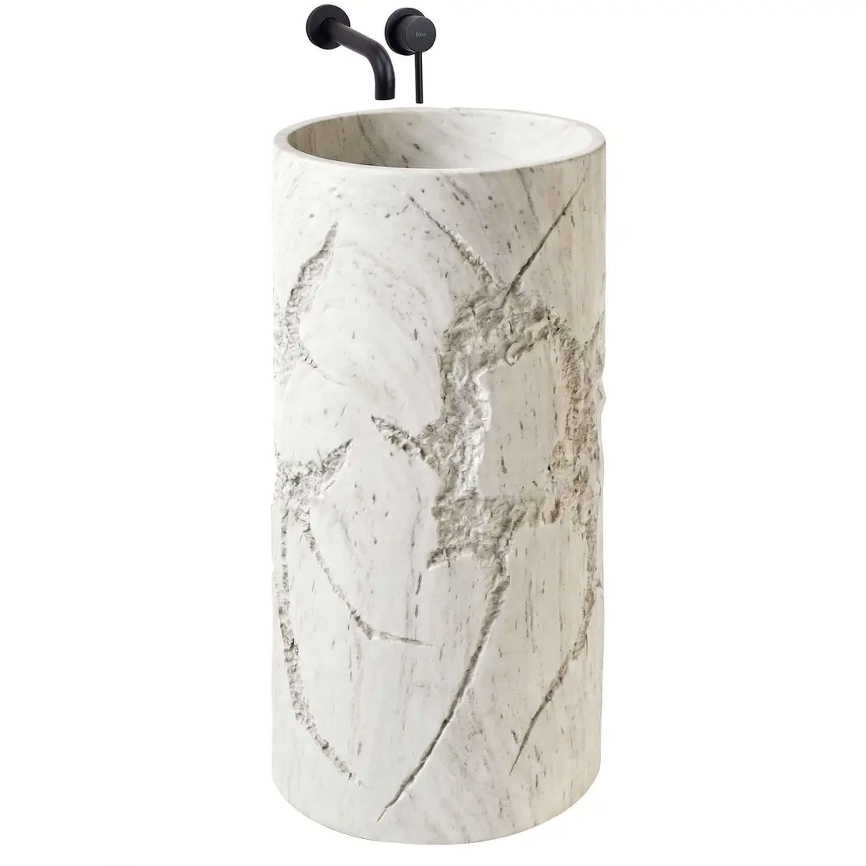 Rea Revello lavabo 46x46 cm circular exento marrón/beige mate REA-U0613