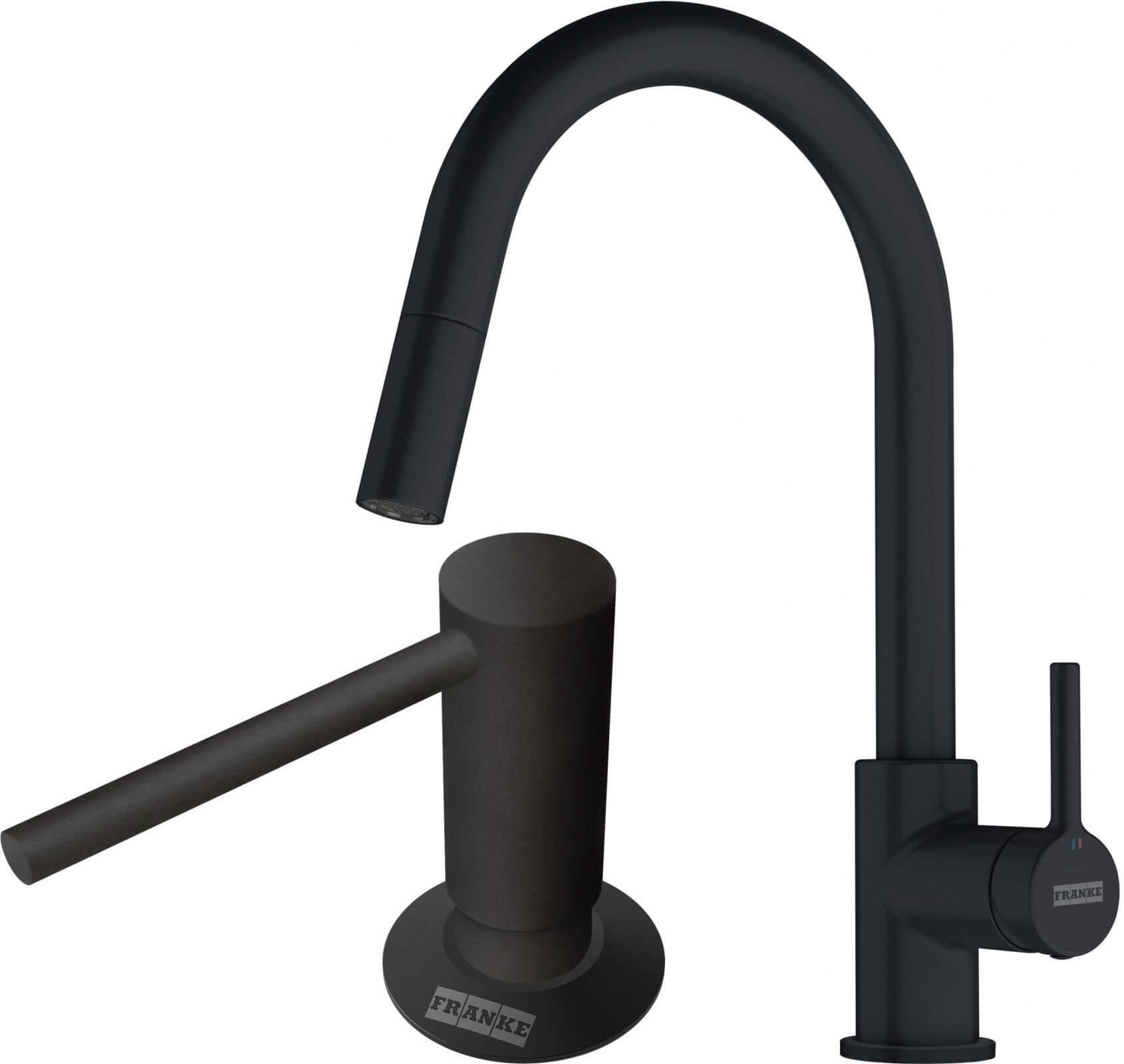 Conjunto grifo de cocina Franke Lina 115.0626.053, dispensador de líquidos Franke Comfort 112.0753.277