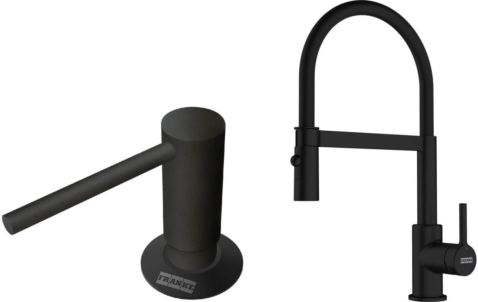 Conjunto grifo de cocina Franke Lina 115.0725.838, dispensador de líquidos Franke Comfort 112.0753.277