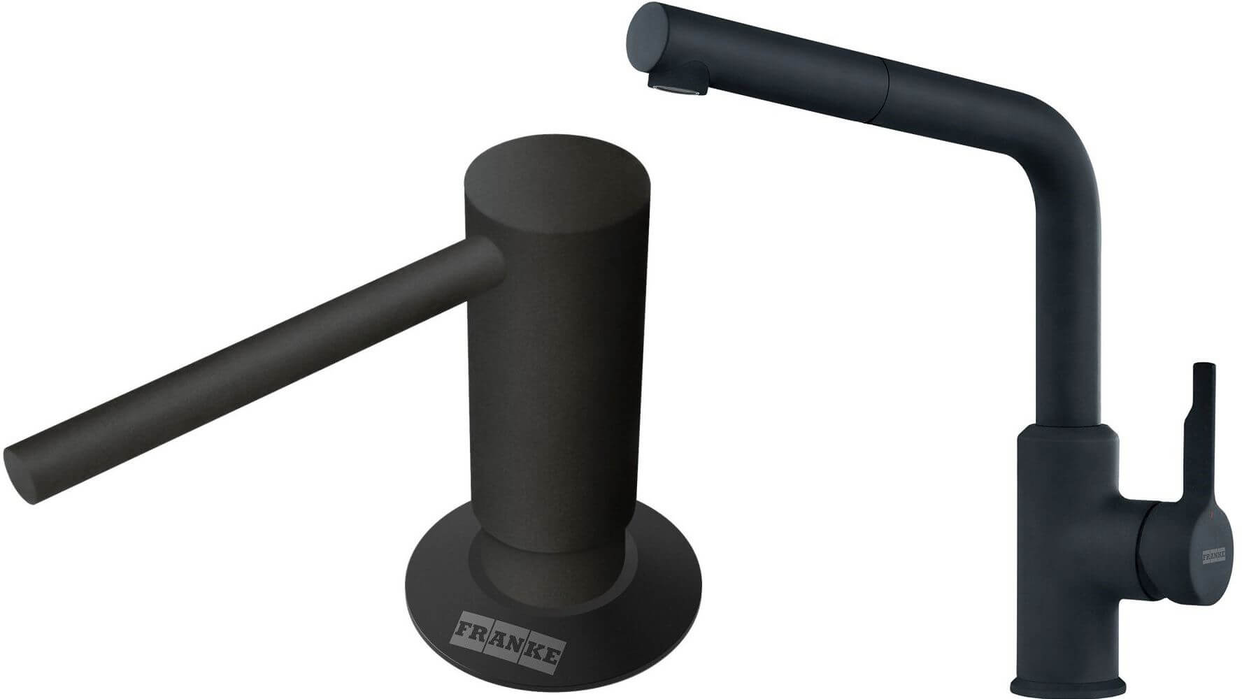 Conjunto grifo de cocina Franke Urban 115.0627.523, dispensador de líquidos Franke Comfort 112.0753.277