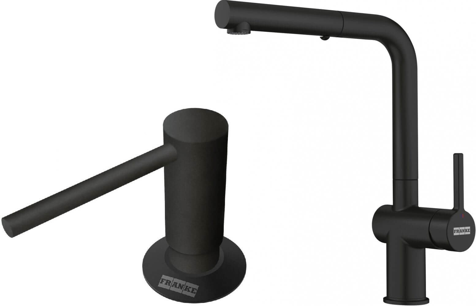 Conjunto grifo de cocina Franke Active 115.0653.382, dispensador de líquidos Franke Comfort 112.0753.277
