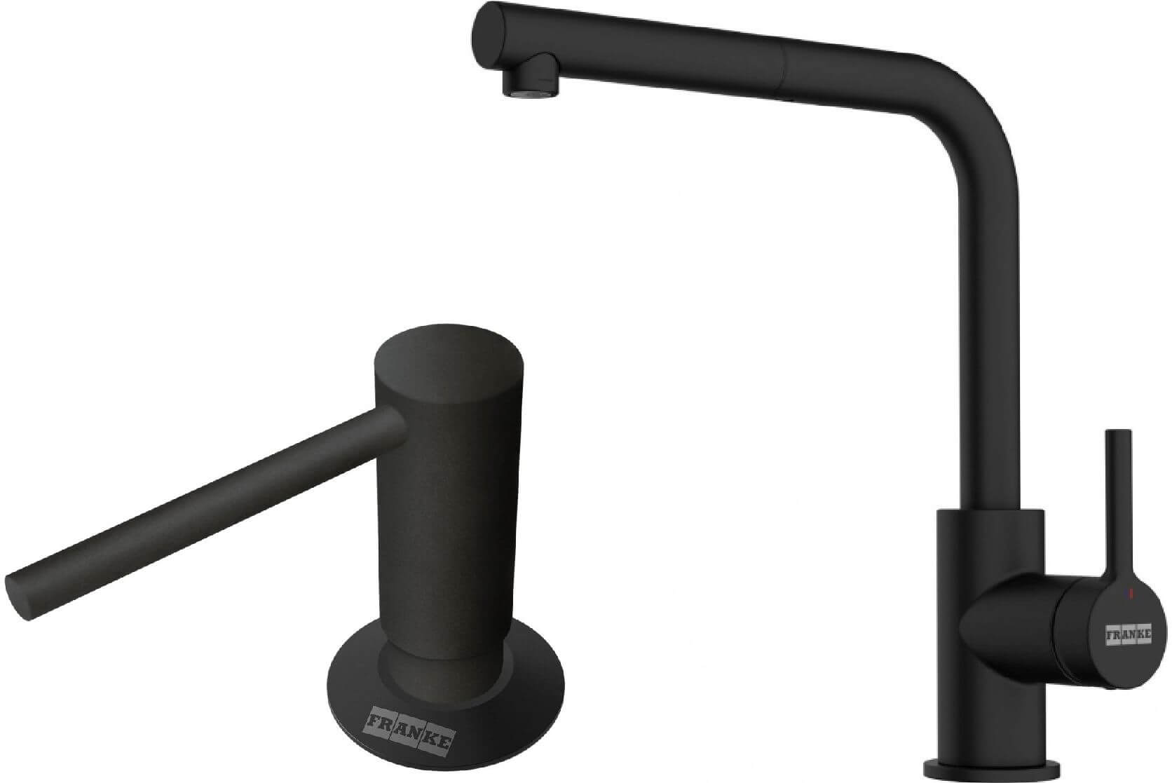 Conjunto grifo de cocina Franke Lina 115.0712.435, dispensador de líquidos Franke Comfort 112.0753.277