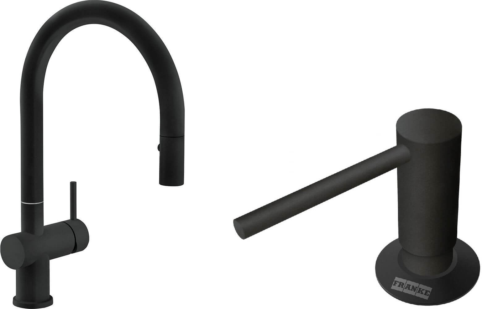 Conjunto grifo de cocina Franke Active Neo 115.0653.404, dispensador de líquidos Franke Comfort 112.0753.277