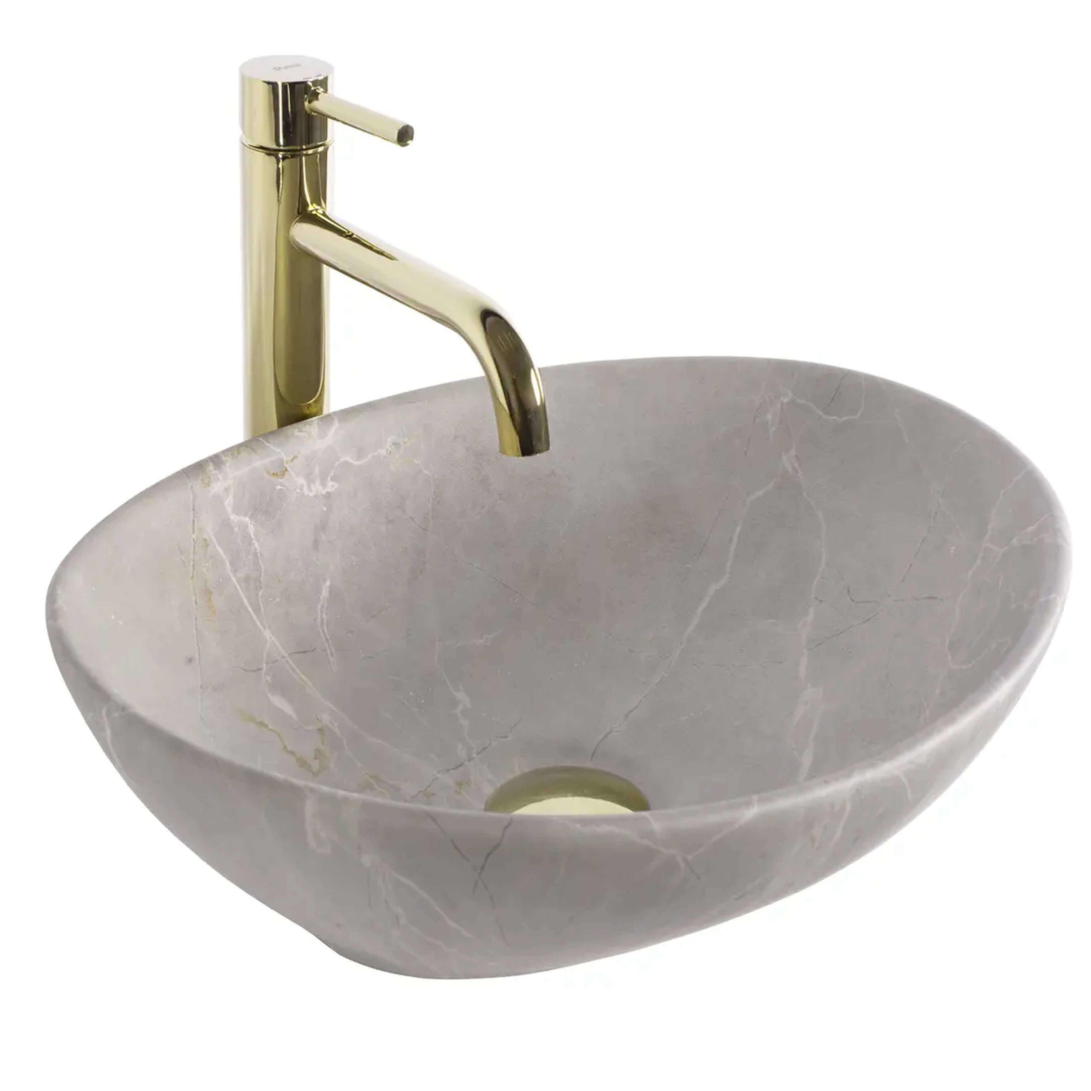 Rea Sofia lavabo 41x34.5 cm oval sobre encimera gris/piedra-marrón/beige mate REA-U6360