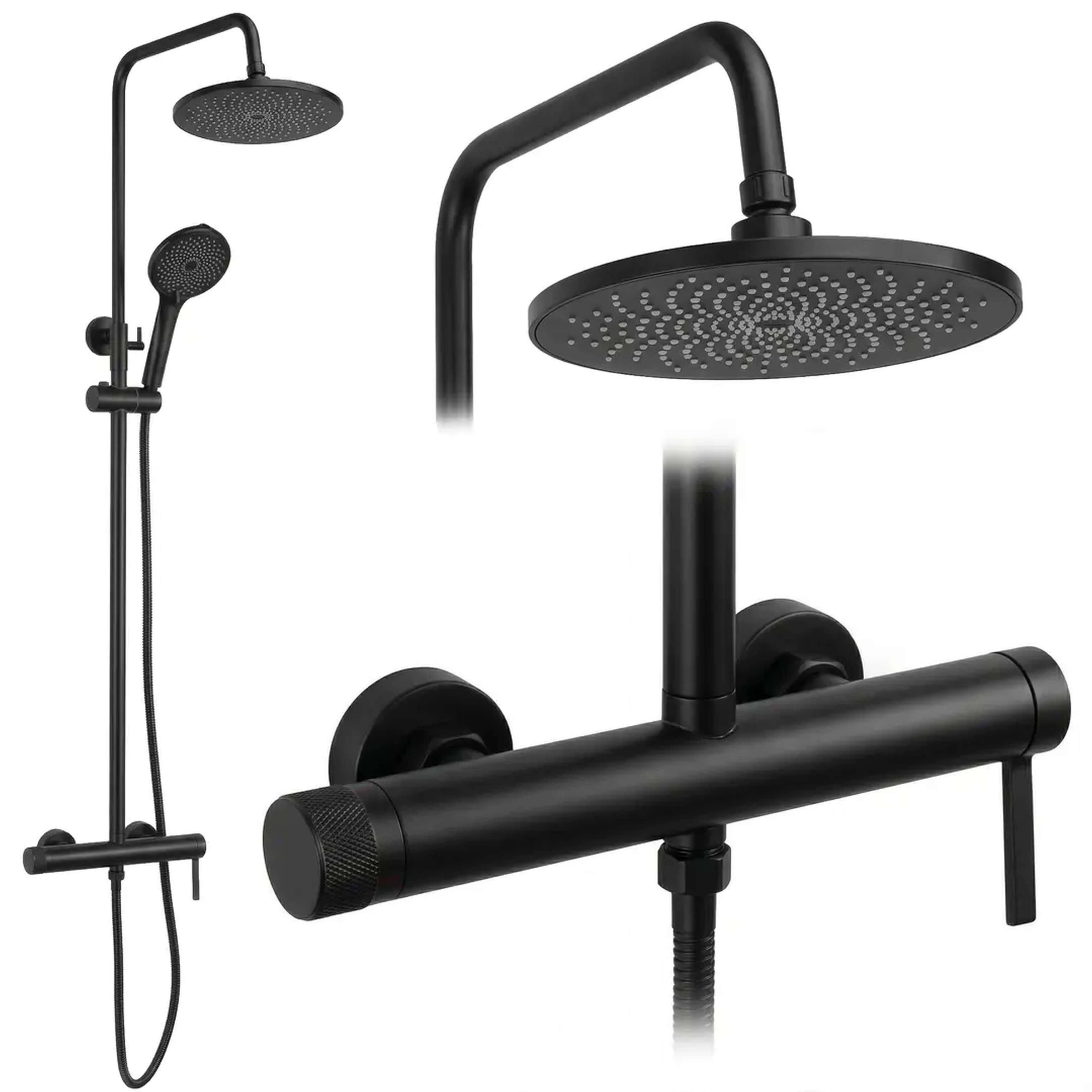 Rea Rivo conjunto de ducha a pared con rociador con efecto lluvia negro REA-P9499