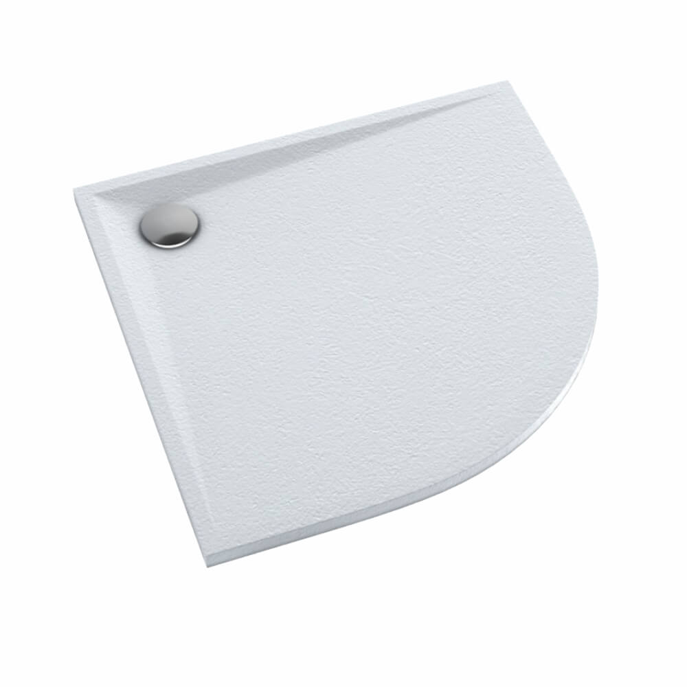 Schedline Libra Grooved White Stone plato de ducha semicircular 80x80 cm blanco 3SP.L1O-8080/B/GR