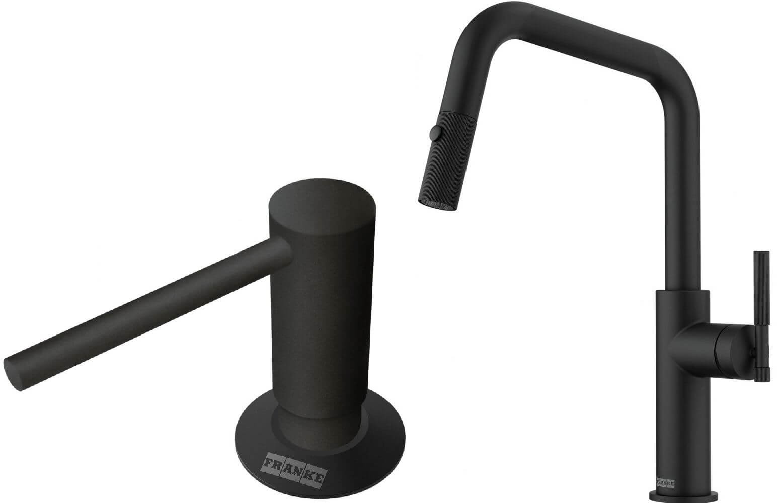 Conjunto grifo de cocina Franke Maris Stripes 115.0747.675, dispensador de líquidos Franke Comfort 112.0753.277
