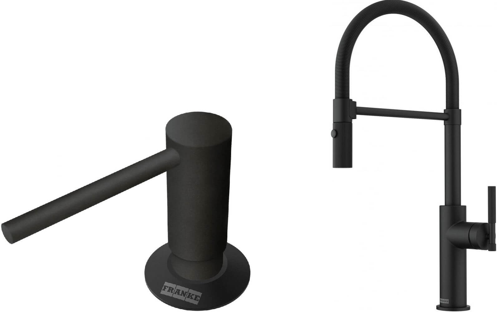 Conjunto grifo de cocina Franke Maris Stripes 115.0747.678, dispensador de líquidos Franke Comfort 112.0753.277