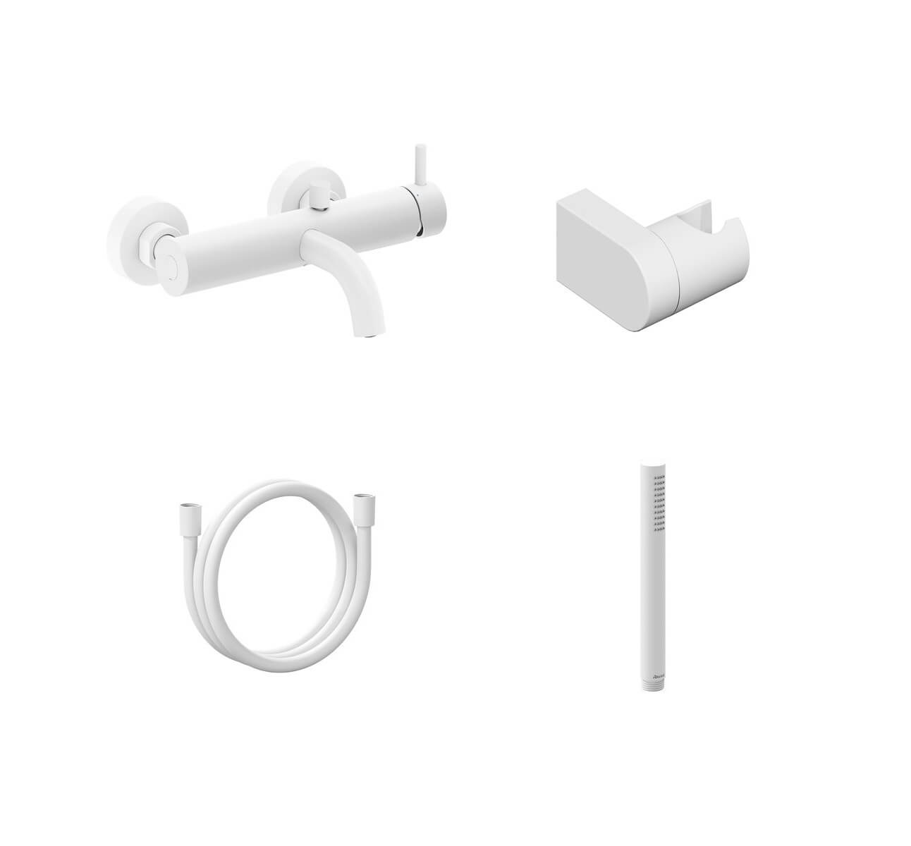 Ravak Espirit grifo de bañera y ducha a pared blanco X07S124