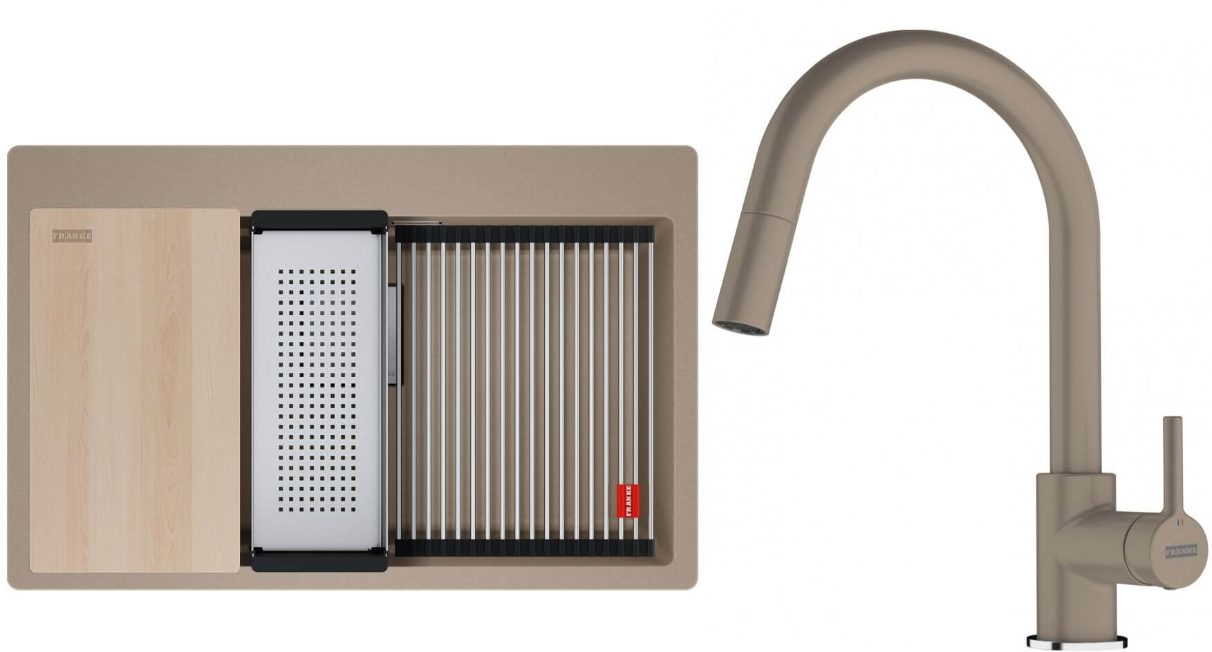 Conjunto fregadero de granito Franke Kanon 114.0749.637, grifo de cocina Franke Lina 115.0626.084