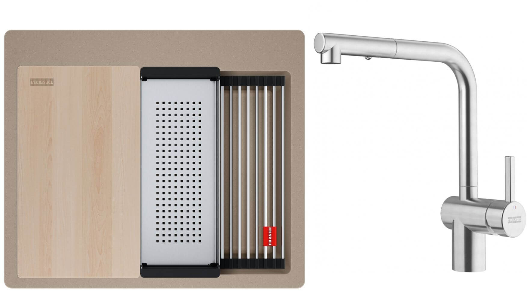 Conjunto fregadero de granito Franke Kanon 114.0749.557, grifo de cocina Franke Atlas Neo 115.0741.710