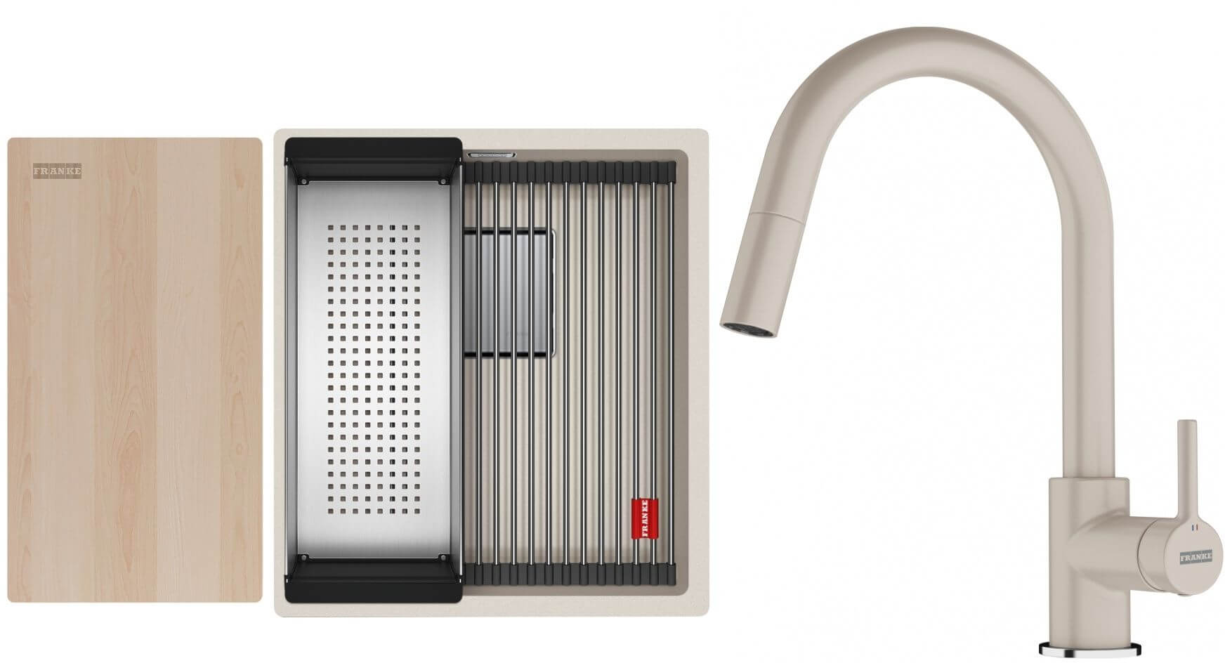 Conjunto fregadero de granito Franke Kanon 125.0749.646, grifo de cocina Franke Lina 115.0626.082