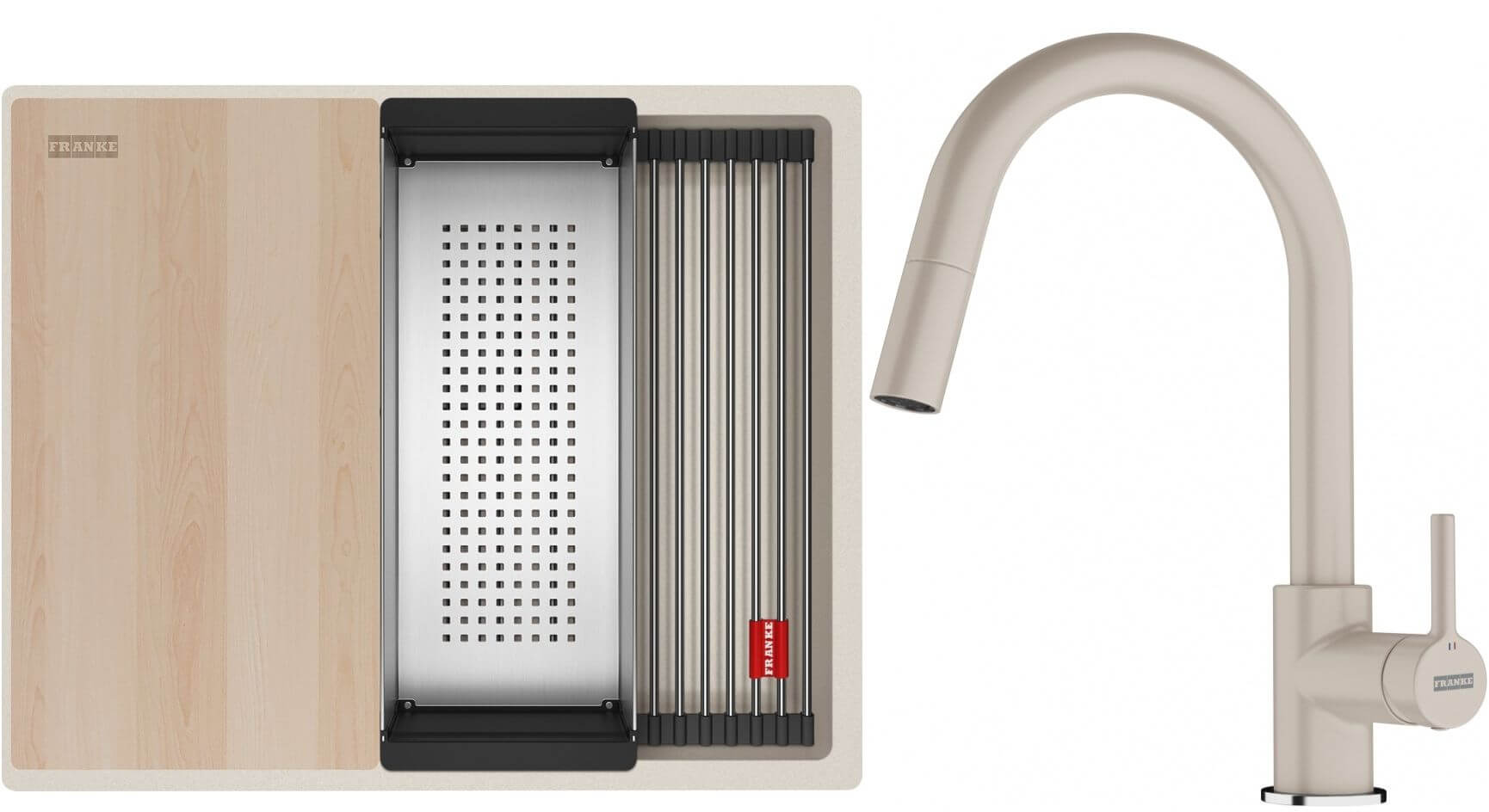 Conjunto fregadero de granito Franke Kanon 125.0749.656, grifo de cocina Franke Lina 115.0626.082