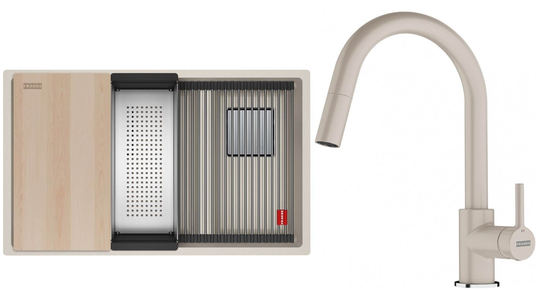 Conjunto fregadero de granito Franke Kanon 125.0749.676, grifo de cocina Franke Lina 115.0626.082