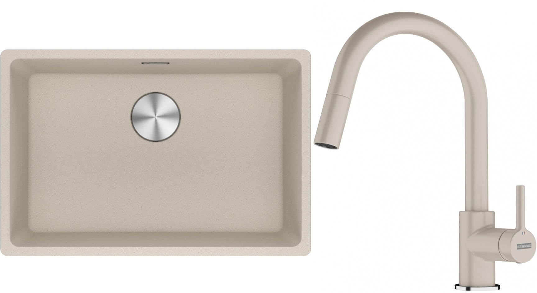 Conjunto fregadero de granito Franke Maris 125.0751.421, grifo de cocina Franke Lina 115.0626.082