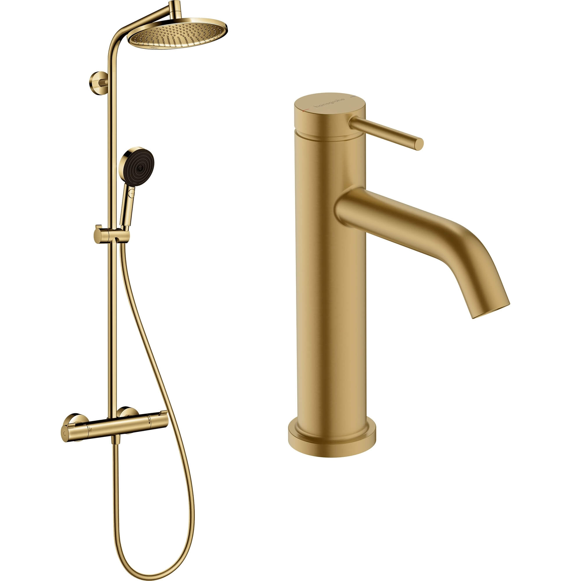 Hansgrohe Crometta conjunto de baño a pared con termostato con rociador con efecto lluvia oro 88002389