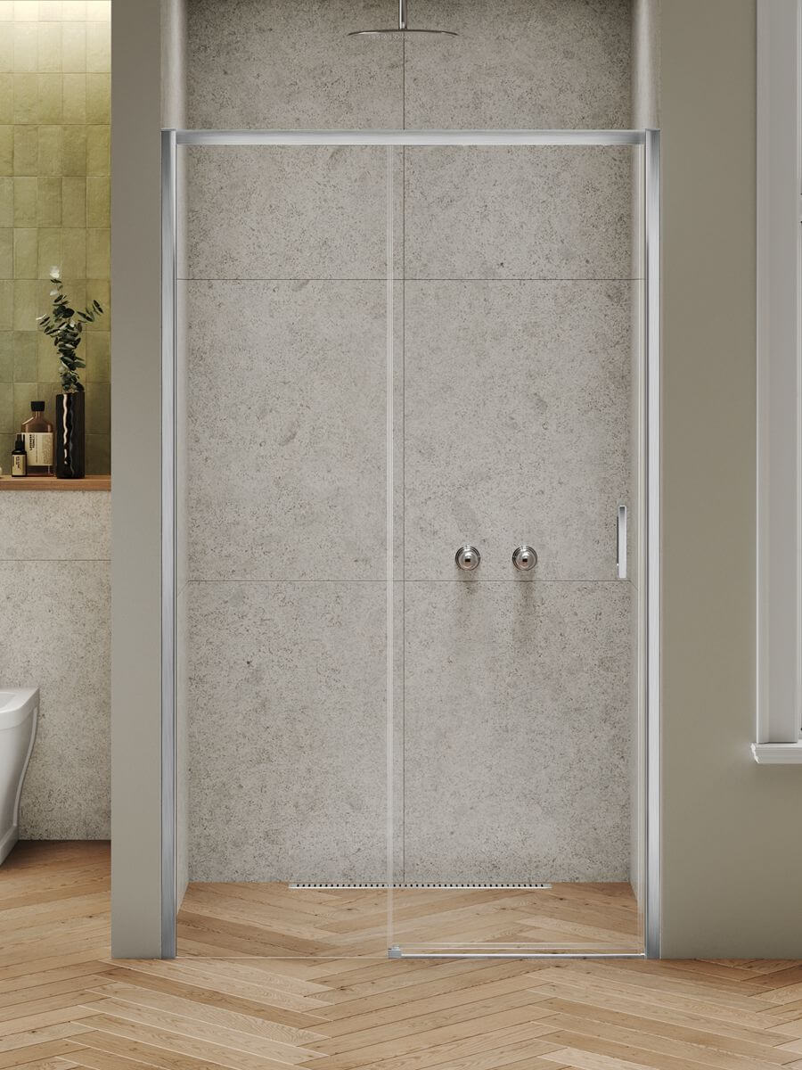 New Trendy Prime Nickel Brushed puerta de ducha 130 cm corredera níquel cepillado/vidrio transparente D-1347A