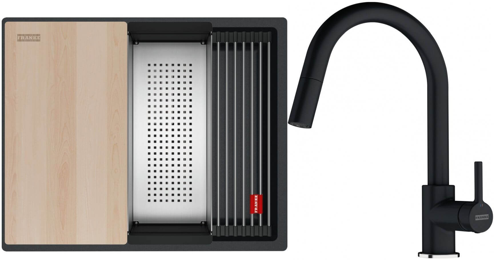 Conjunto fregadero de granito Franke Kanon 125.0749.660, grifo de cocina Franke Lina 115.0626.055