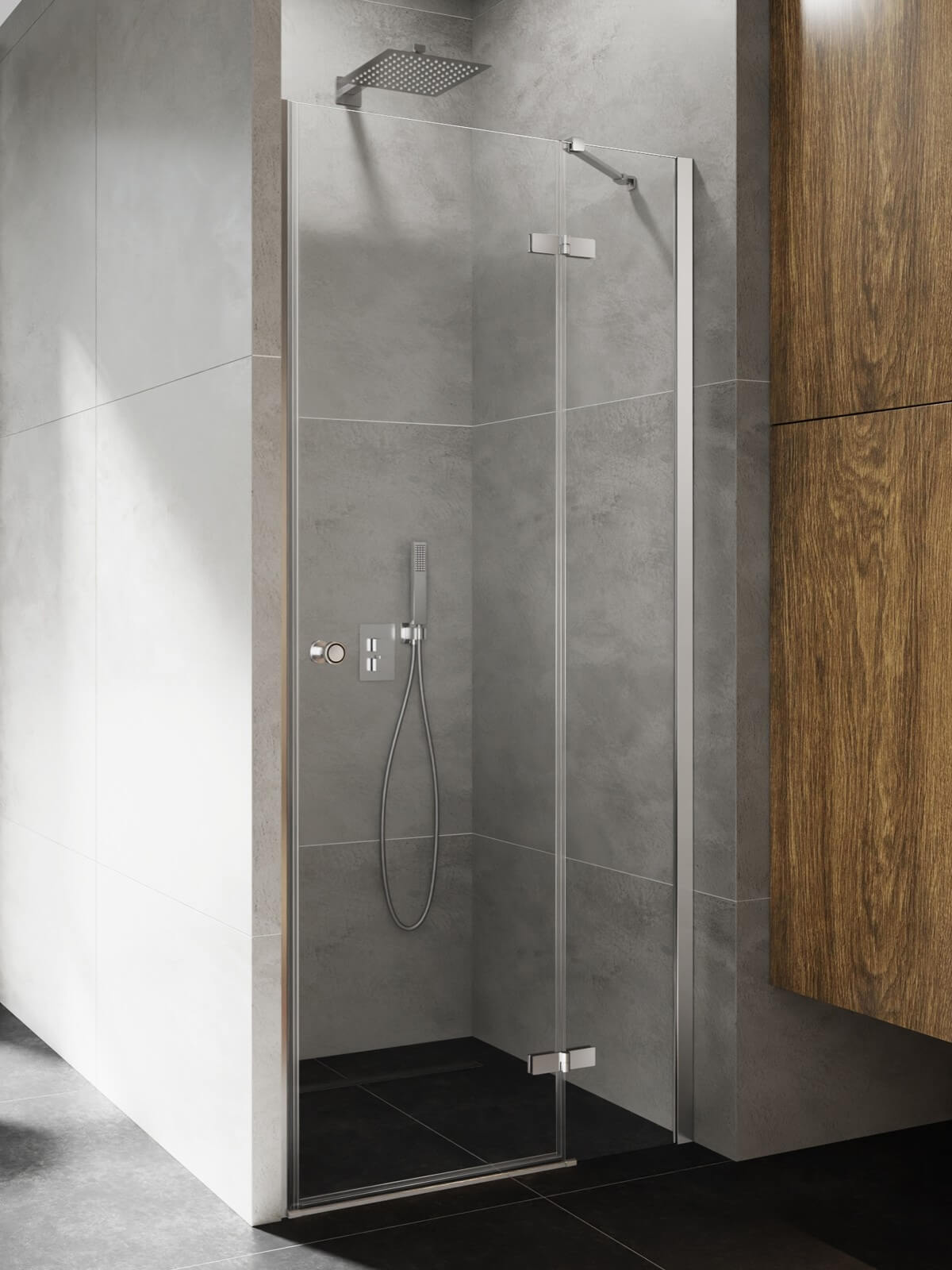 New Trendy Kalibra puerta de ducha 90 cm oscilante cromo brillante/vidrio transparente D-1007A