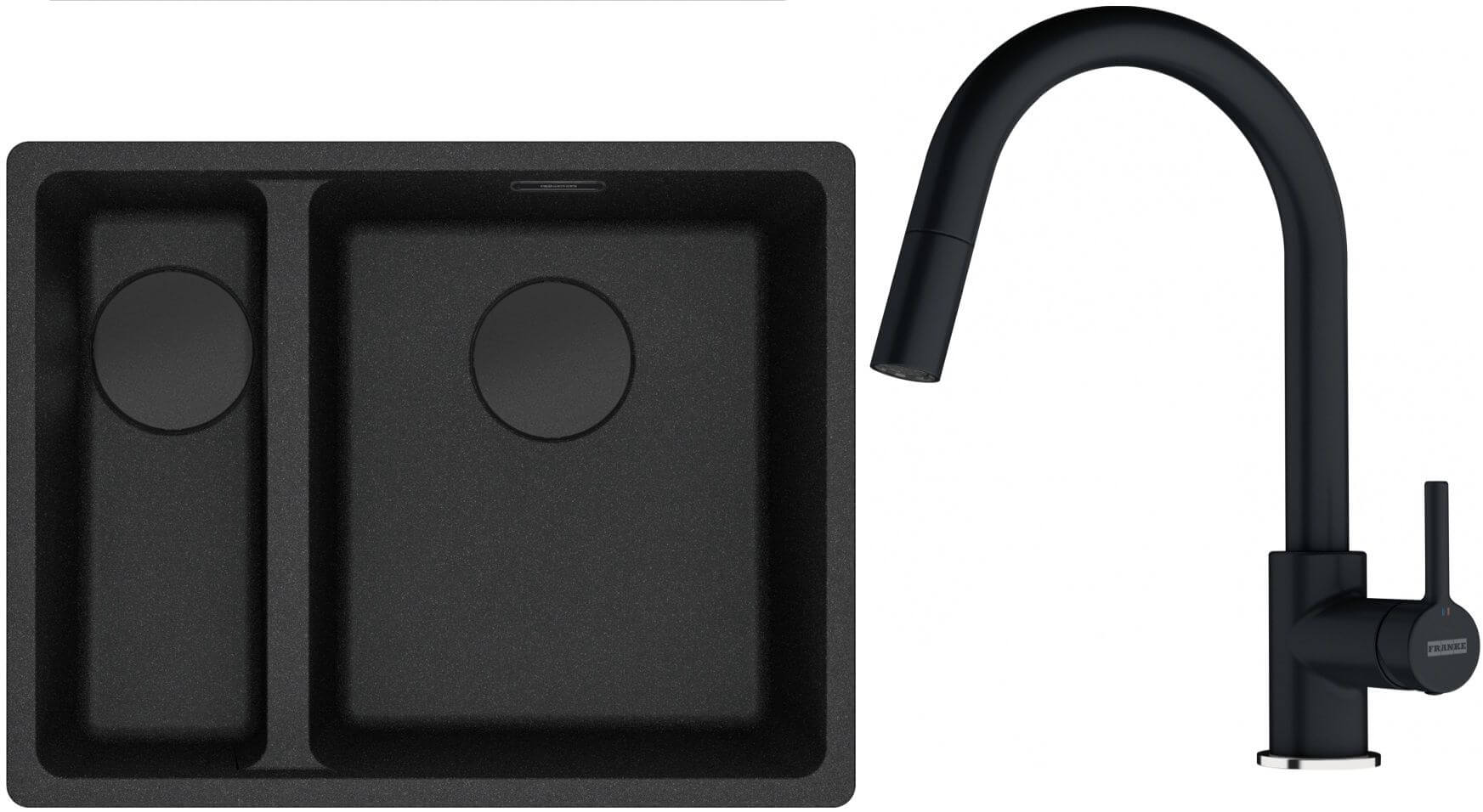 Conjunto fregadero de granito Franke Maris 125.0740.839, grifo de cocina Franke Lina 115.0626.055