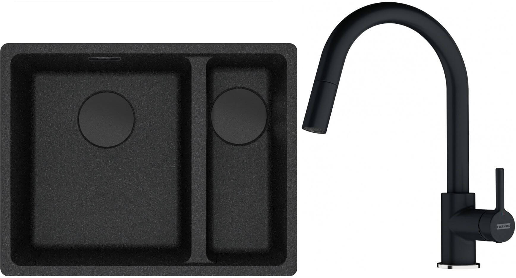 Conjunto fregadero de granito Franke Maris 125.0740.840, grifo de cocina Franke Lina 115.0626.055